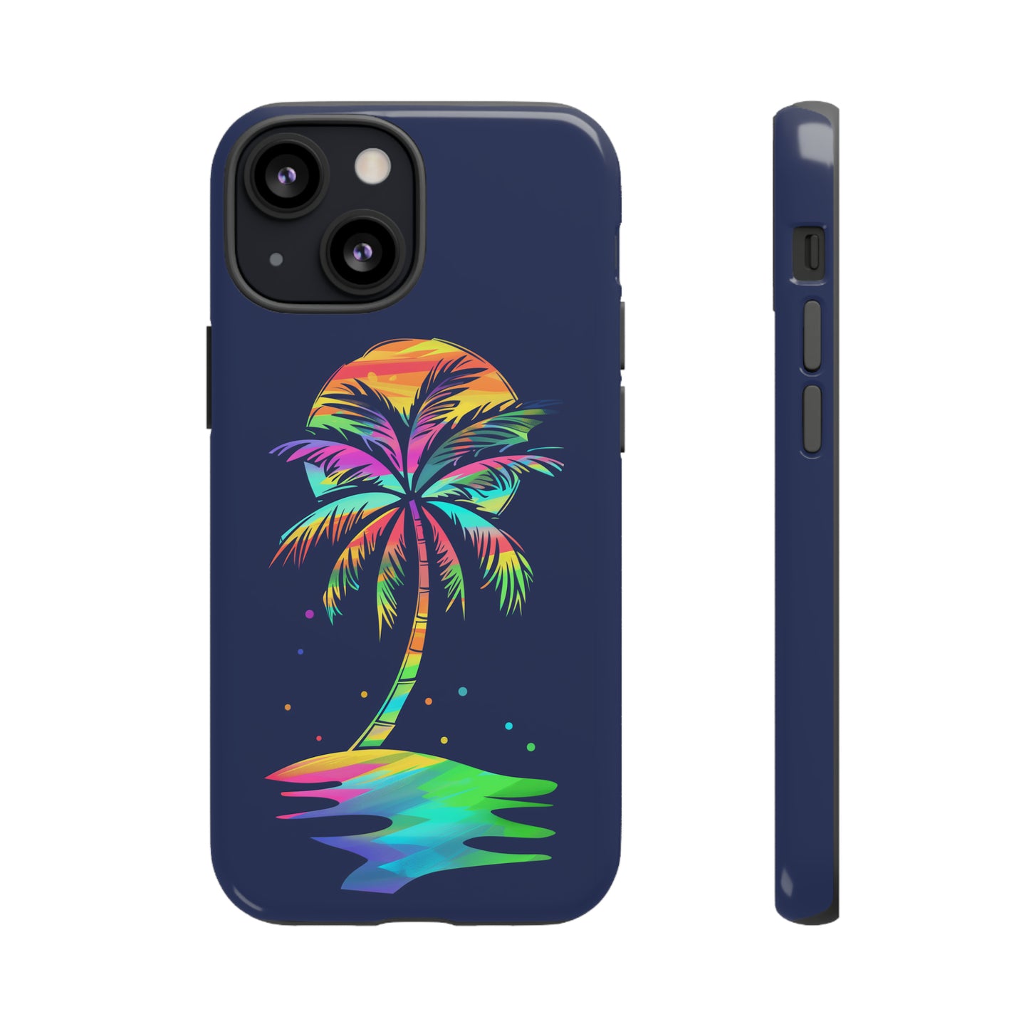 Night Palm Tree Hawaiian Phone Case, Tropical, Hibiscus, Wireless Compatible, Protective Cell Phone Case for iPhone, Samsung, Pixel phones