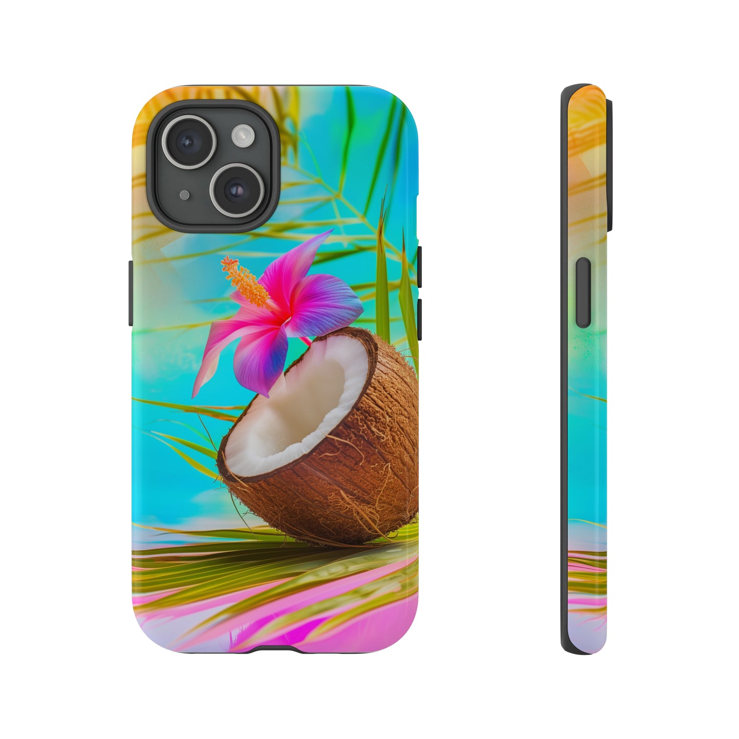 Coconut Colorful Hawaiian Tropical Phone Case, 808, Island Tropics, Wireless Compatible, Protective Cell Phone Case iPhone, Samsung, Pixel