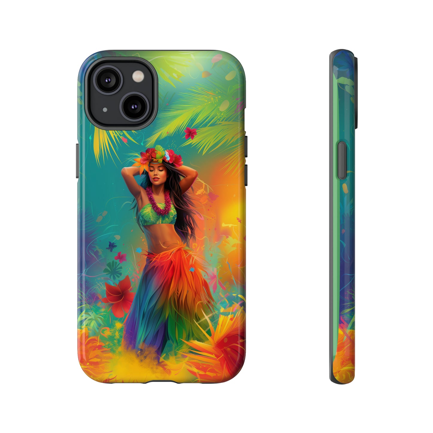 Hula Girl Hawaiian Phone Case, Tropical, Hibiscus, Wireless Compatible, Protective Cell Phone Case for iPhone, Samsung, Pixel phones