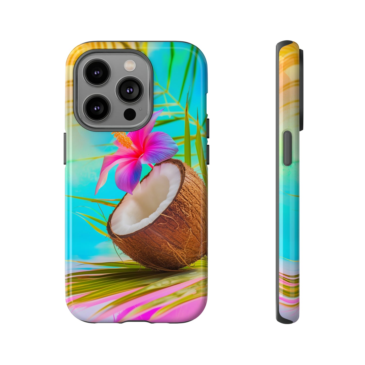 Coconut Colorful Hawaiian Tropical Phone Case, 808, Island Tropics, Wireless Compatible, Protective Cell Phone Case iPhone, Samsung, Pixel