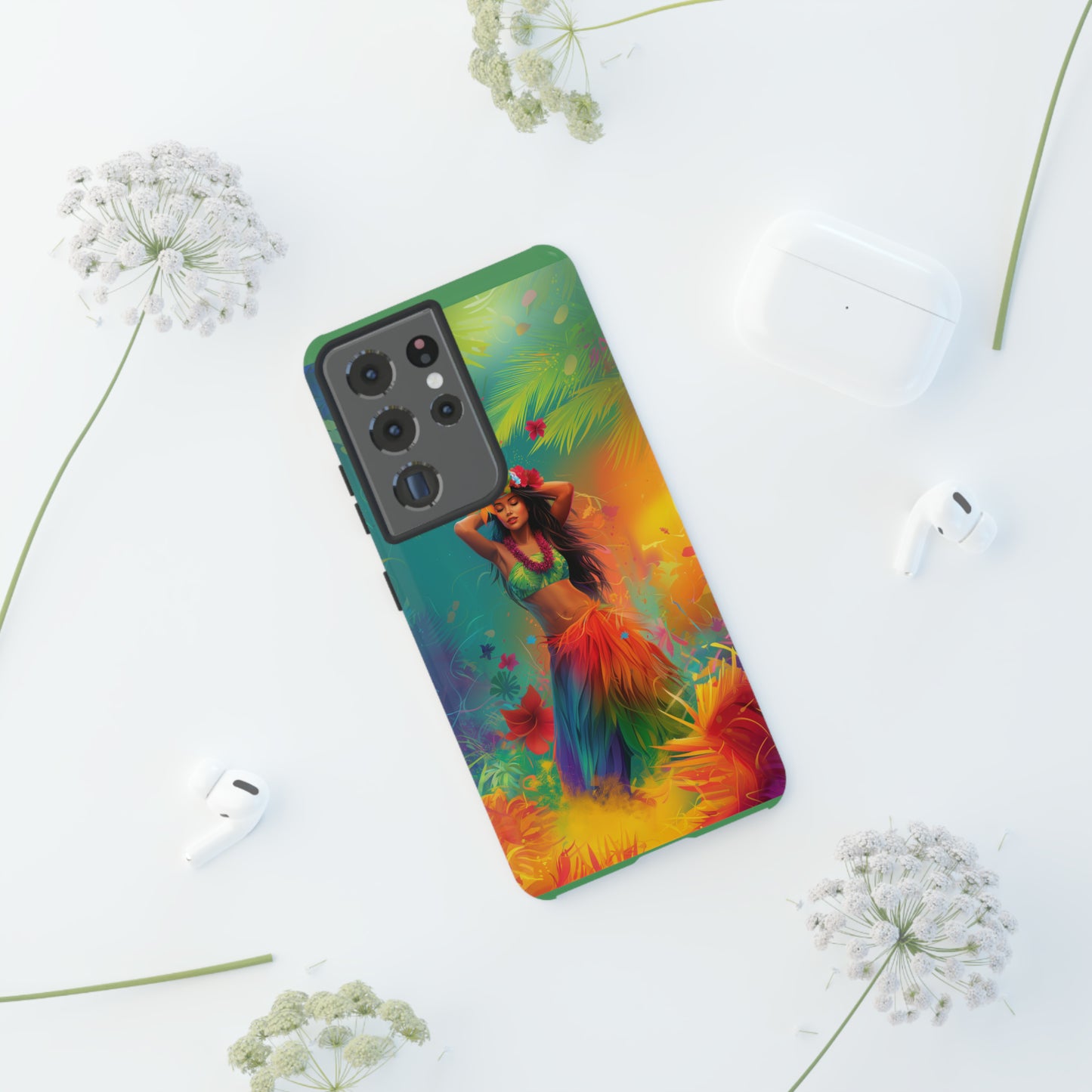 Hula Girl Hawaiian Phone Case, Tropical, Hibiscus, Wireless Compatible, Protective Cell Phone Case for iPhone, Samsung, Pixel phones