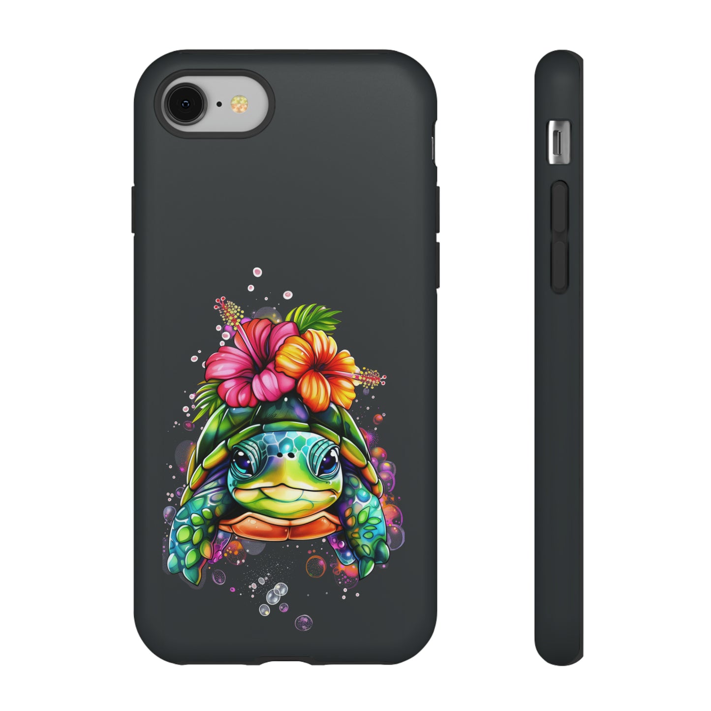 Color Splash Turtle Hawaiian Phone Case, Tropical, Hibiscus, Wireless Compatible, Protective Cell Phone Case for iPhone, Samsung, Pixel