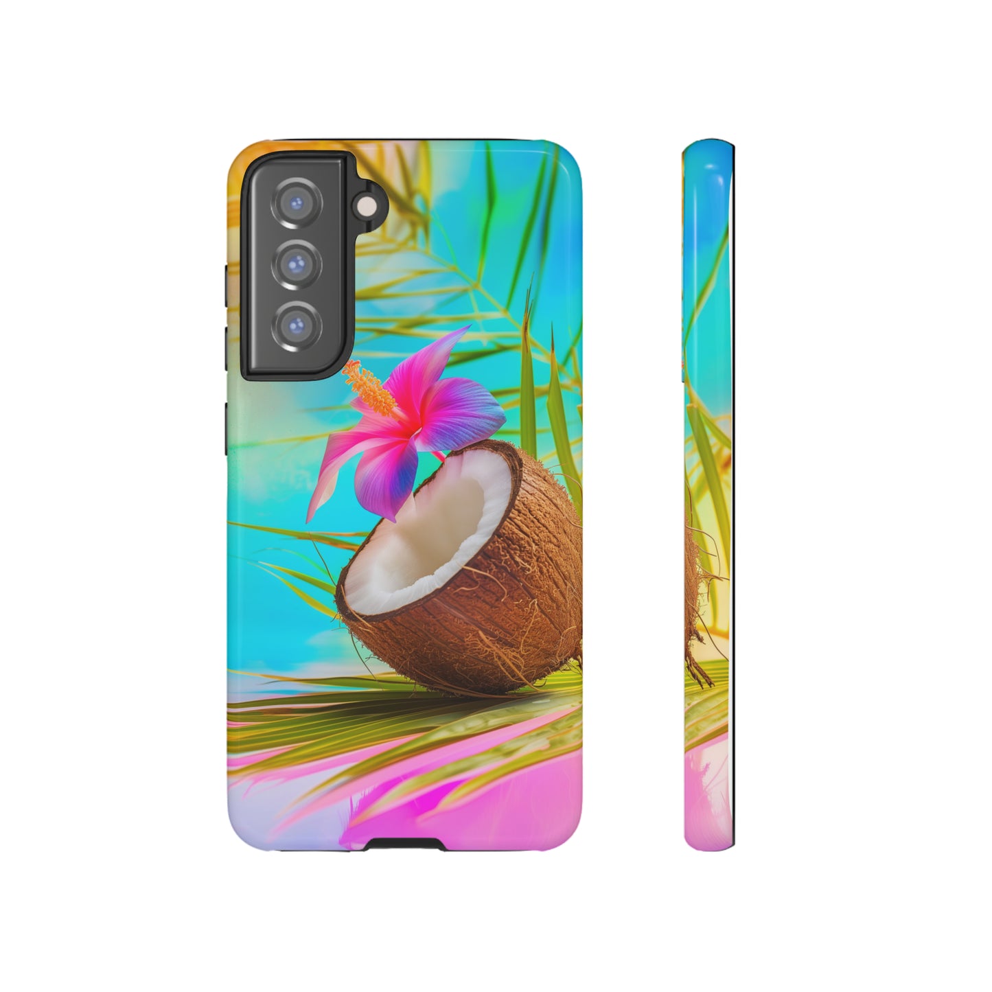 Coconut Colorful Hawaiian Tropical Phone Case, 808, Island Tropics, Wireless Compatible, Protective Cell Phone Case iPhone, Samsung, Pixel