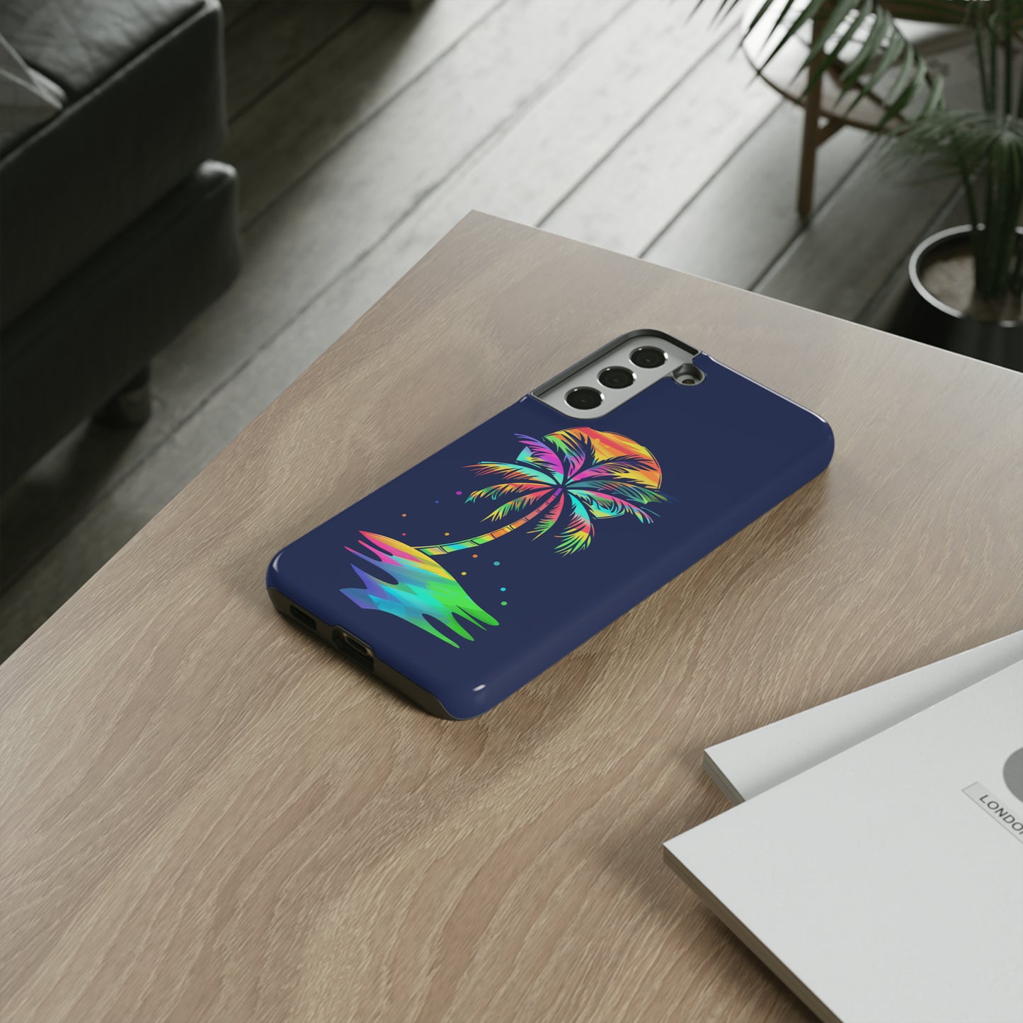 Night Palm Tree Hawaiian Phone Case, Tropical, Hibiscus, Wireless Compatible, Protective Cell Phone Case for iPhone, Samsung, Pixel phones