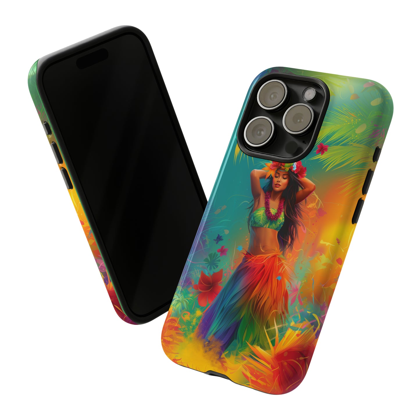 Hula Girl Hawaiian Phone Case, Tropical, Hibiscus, Wireless Compatible, Protective Cell Phone Case for iPhone, Samsung, Pixel phones