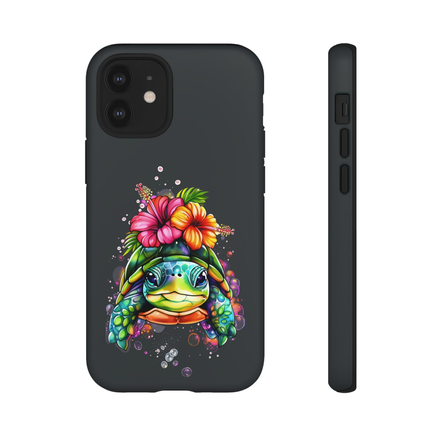 Color Splash Turtle Hawaiian Phone Case, Tropical, Hibiscus, Wireless Compatible, Protective Cell Phone Case for iPhone, Samsung, Pixel