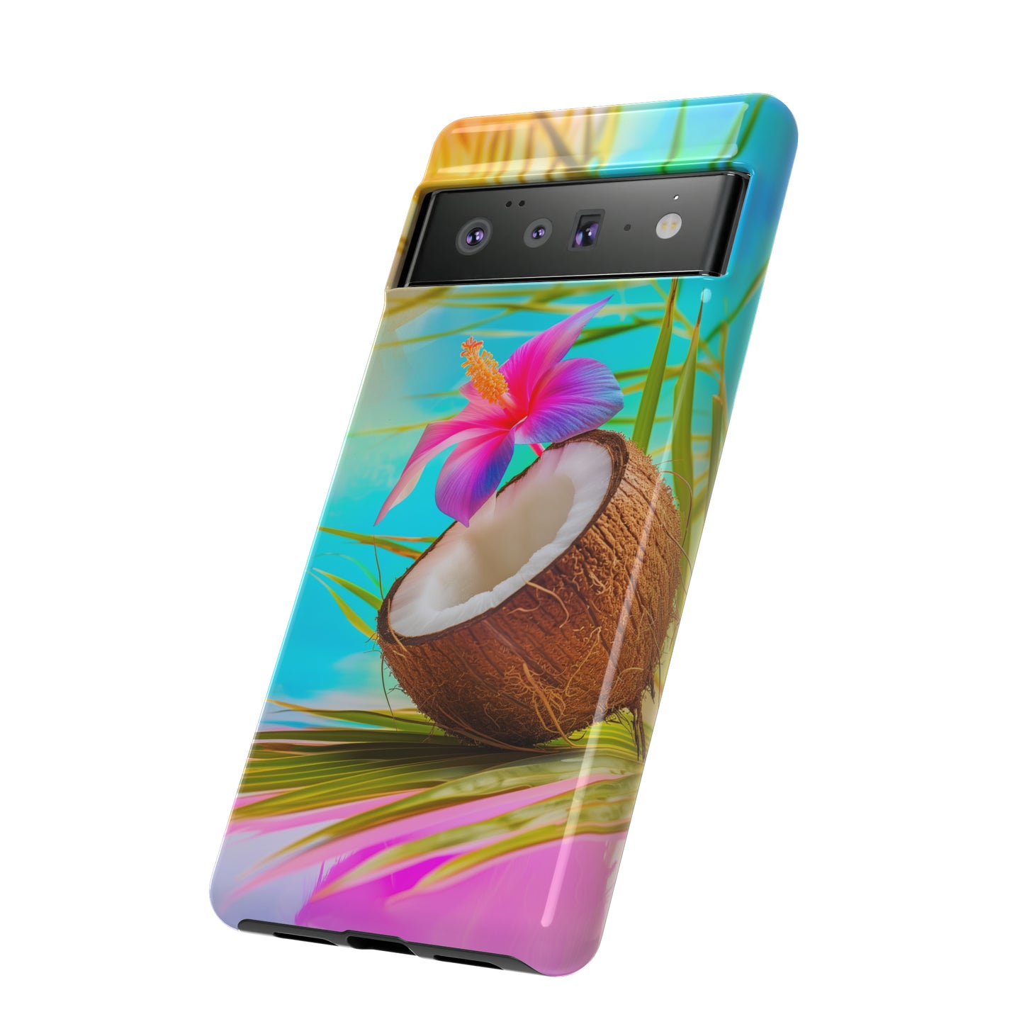 Coconut Colorful Hawaiian Tropical Phone Case, 808, Island Tropics, Wireless Compatible, Protective Cell Phone Case iPhone, Samsung, Pixel