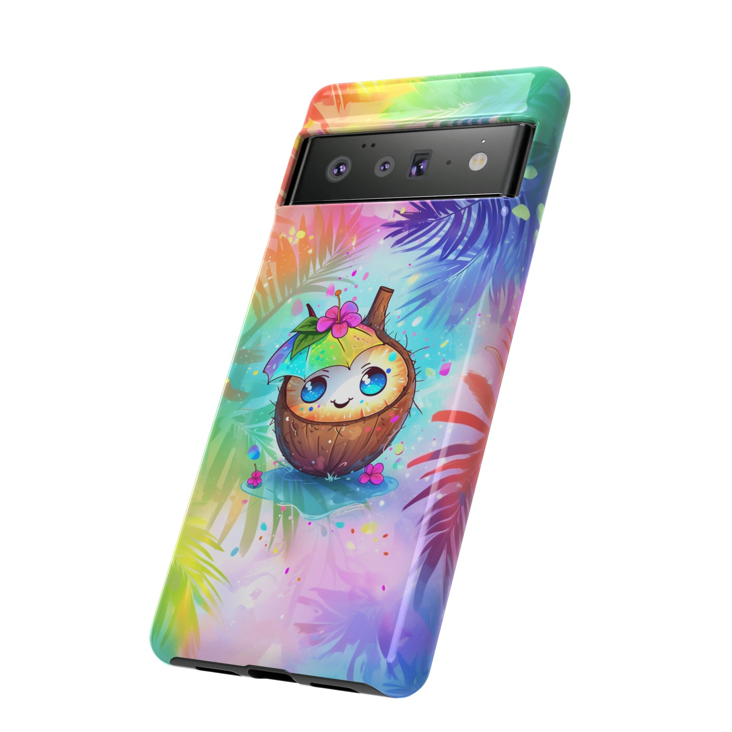 Cute Anime Coconut Hawaiian Tropical Phone Case, 808, Island Tropics, Wireless Compatible, Protective Cell Phone Case iPhone, Samsung, Pixel