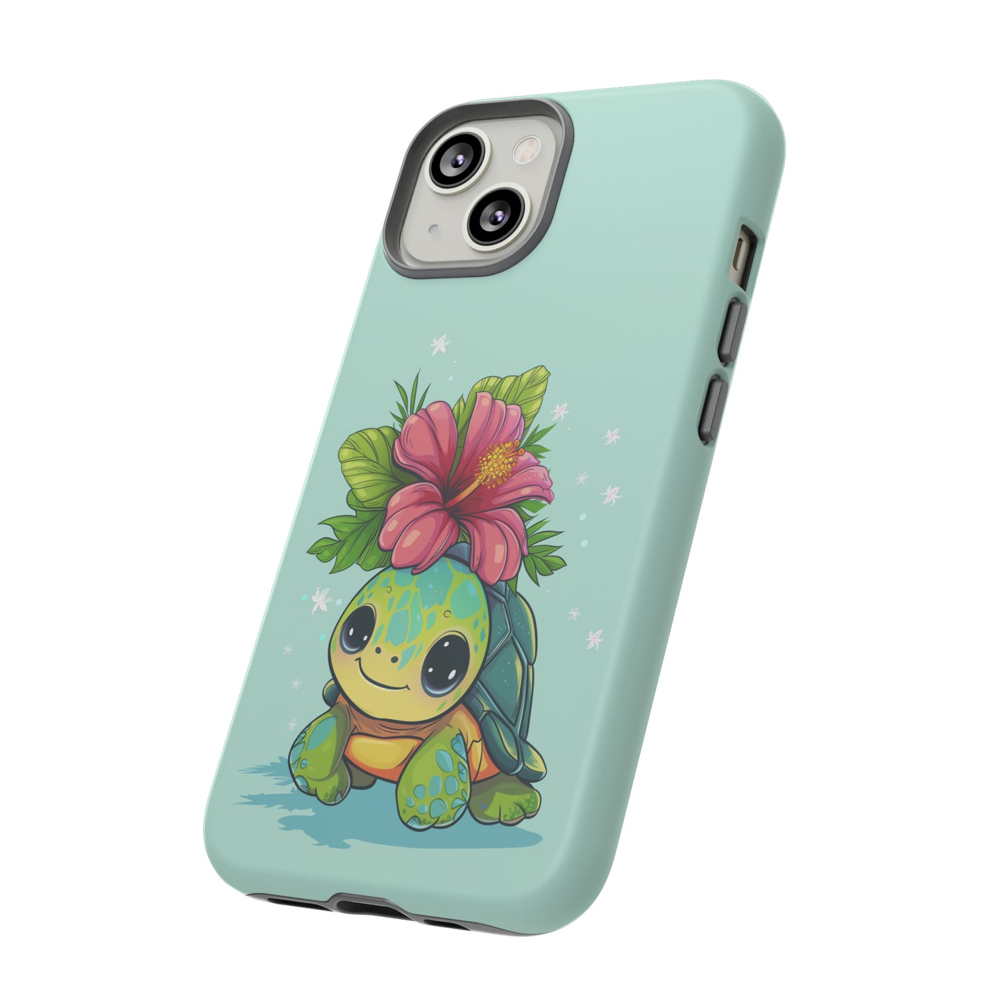 Cute Turtle Hawaiian Phone Case, Tropical, Hibiscus, Wireless Compatible, Protective Cell Phone Case for iPhone, Samsung, Pixel phones
