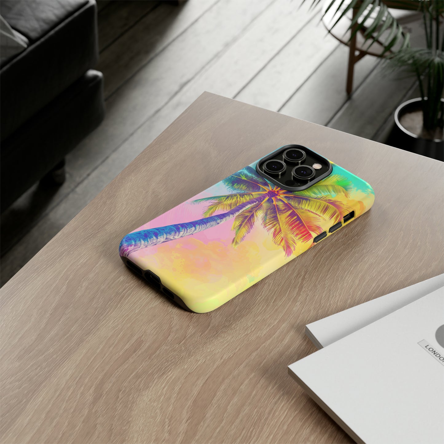 Palm Tree Colorful Hawaiian Tropical Phone Case, 808, Island Tropics, Wireless Compatible, Protective Cell Phone Case iPhone, Samsung, Pixel