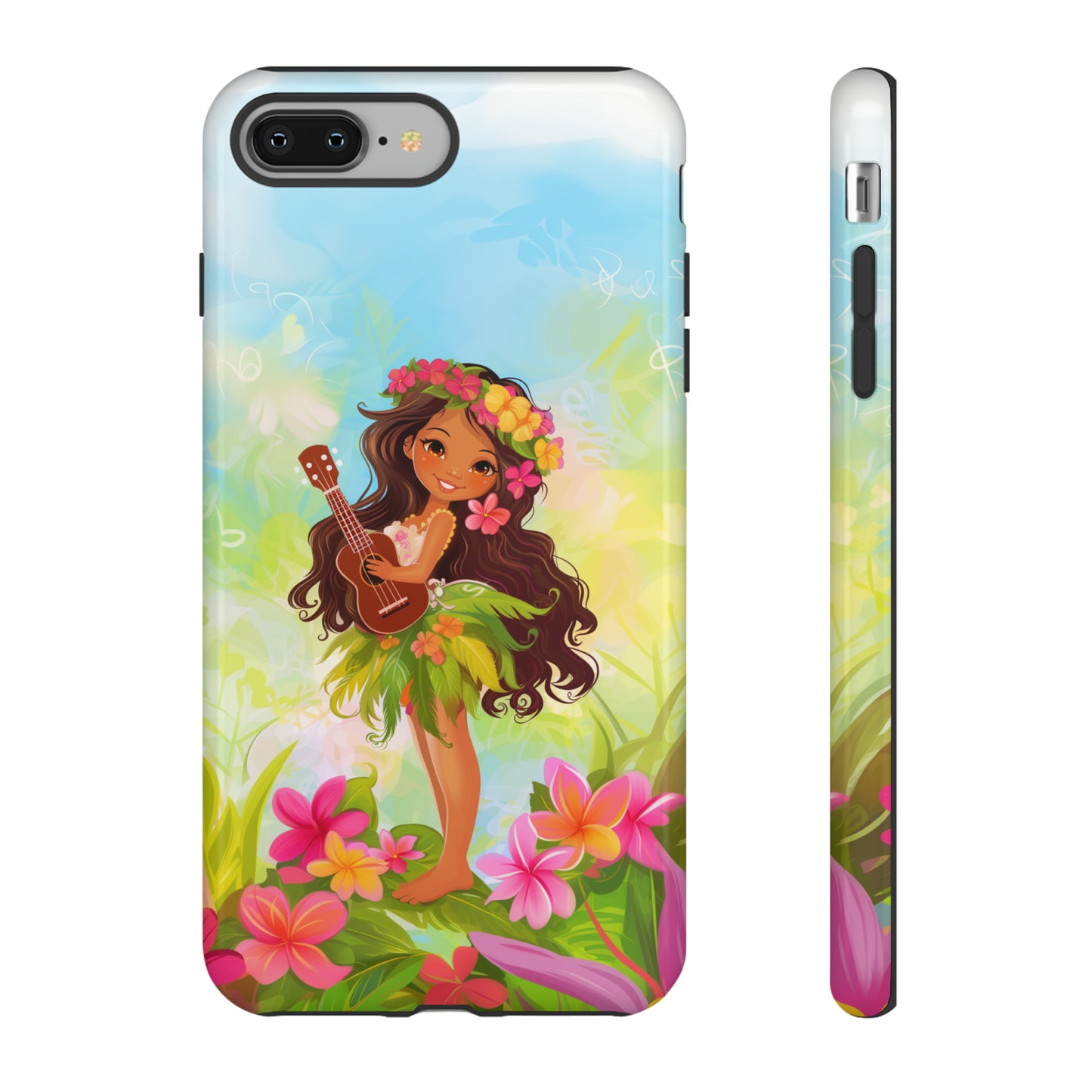 Cute Hula Girl Hawaiian Phone Case, Tropical, Hibiscus, Wireless Compatible, Protective Cell Phone Case for iPhone, Samsung, Pixel phones