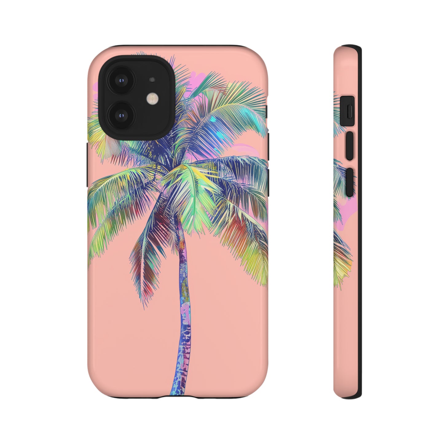 Pink Palm Tree Hawaiian Phone Case, Tropical, Hibiscus, Wireless Compatible, Protective Cell Phone Case for iPhone, Samsung, Pixel phones