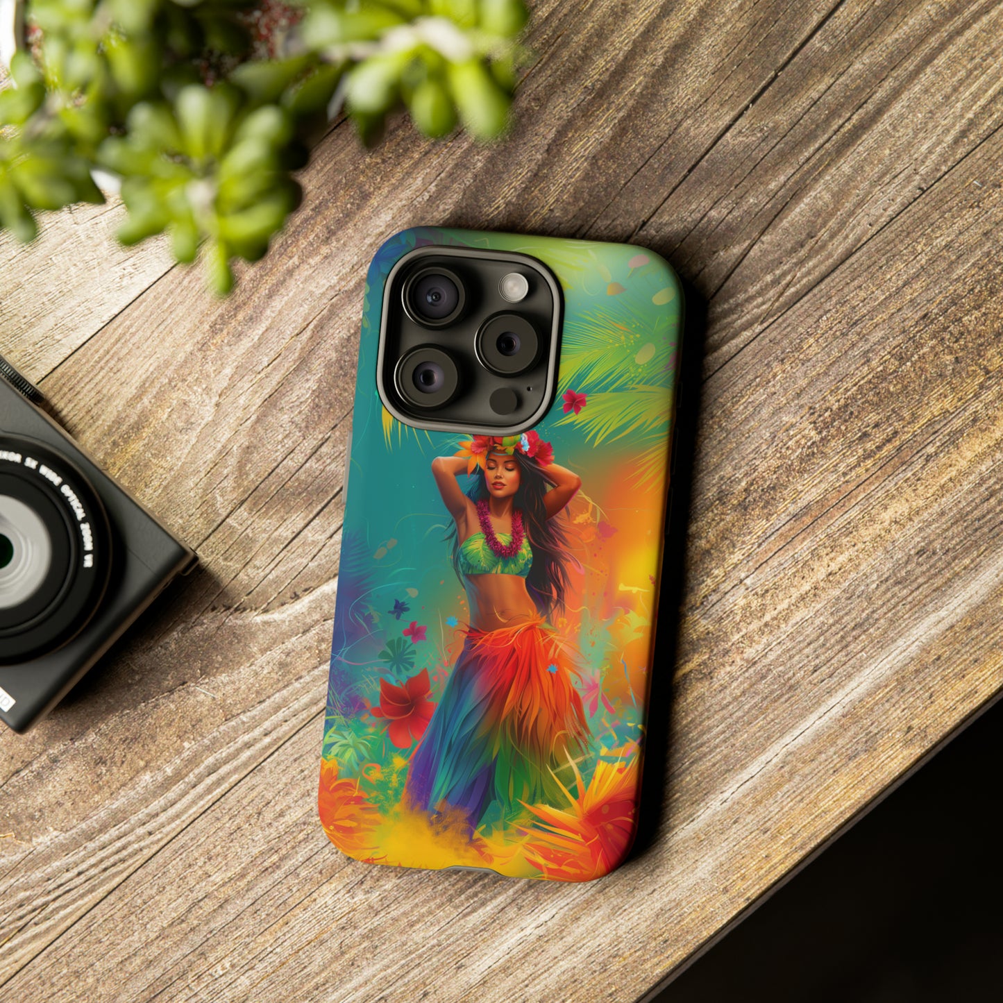 Hula Girl Hawaiian Phone Case, Tropical, Hibiscus, Wireless Compatible, Protective Cell Phone Case for iPhone, Samsung, Pixel phones