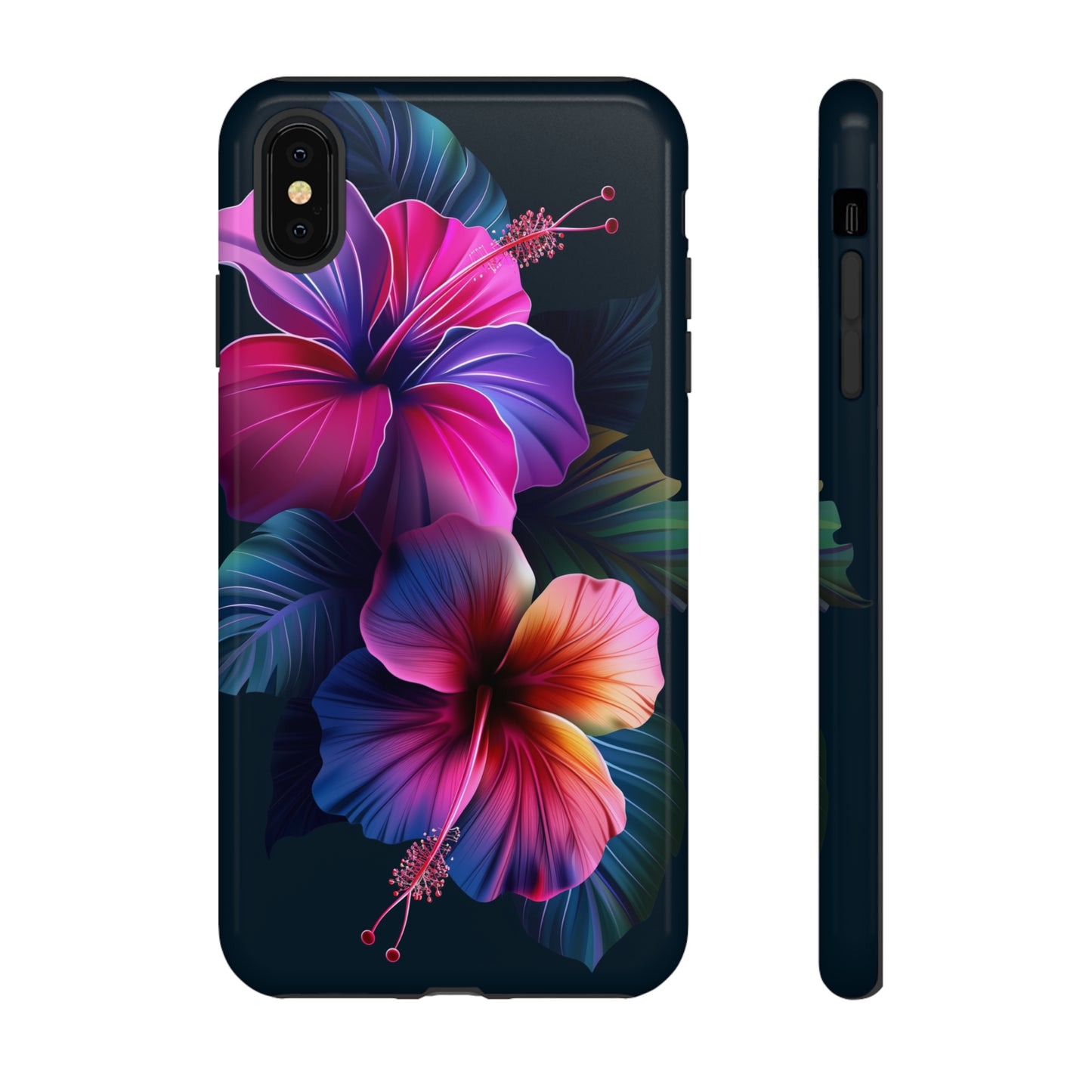 Hibiscus Neon Dark Hawaiian Tropical Phone Case, 808, Island Tropics, Wireless Compatible, Protective Cell Phone Case iPhone, Samsung, Pixel