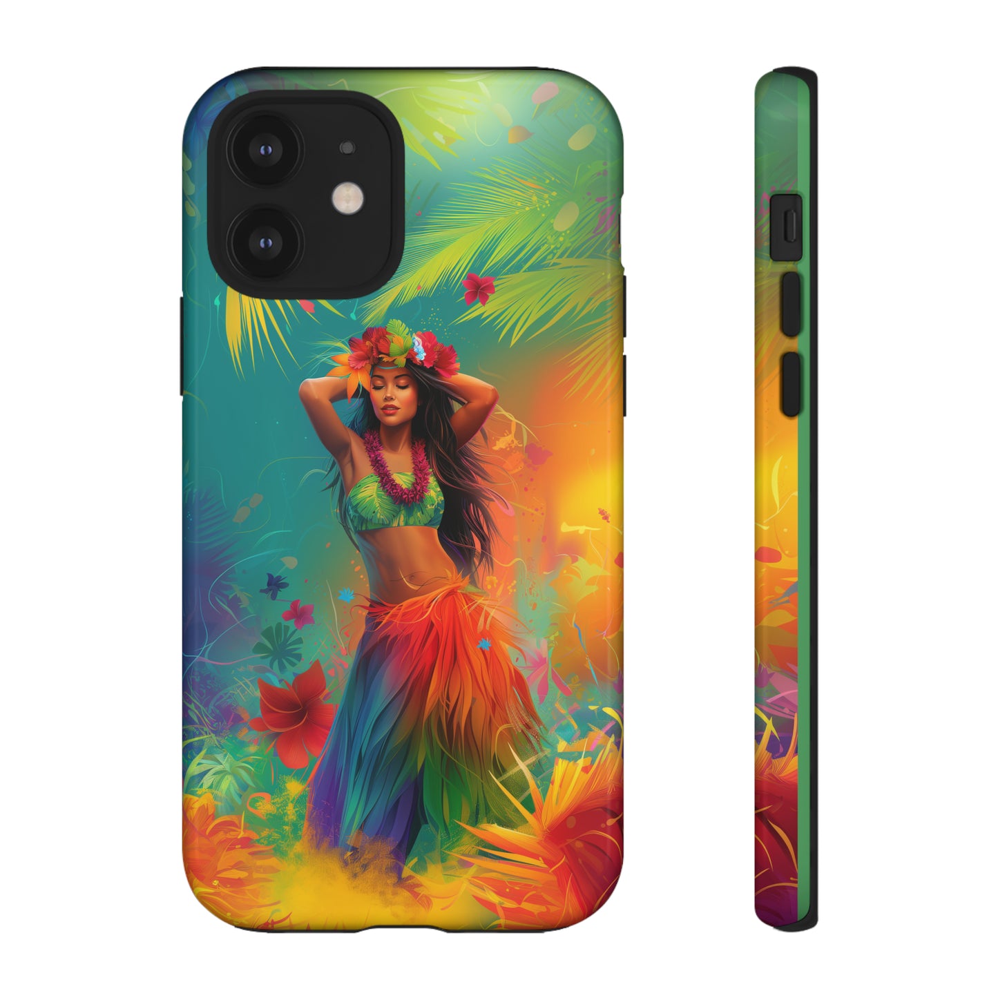 Hula Girl Hawaiian Phone Case, Tropical, Hibiscus, Wireless Compatible, Protective Cell Phone Case for iPhone, Samsung, Pixel phones