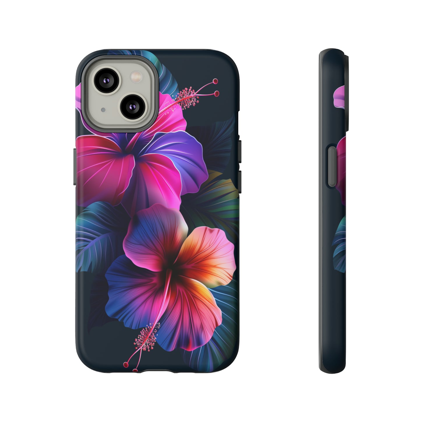 Hibiscus Neon Dark Hawaiian Tropical Phone Case, 808, Island Tropics, Wireless Compatible, Protective Cell Phone Case iPhone, Samsung, Pixel