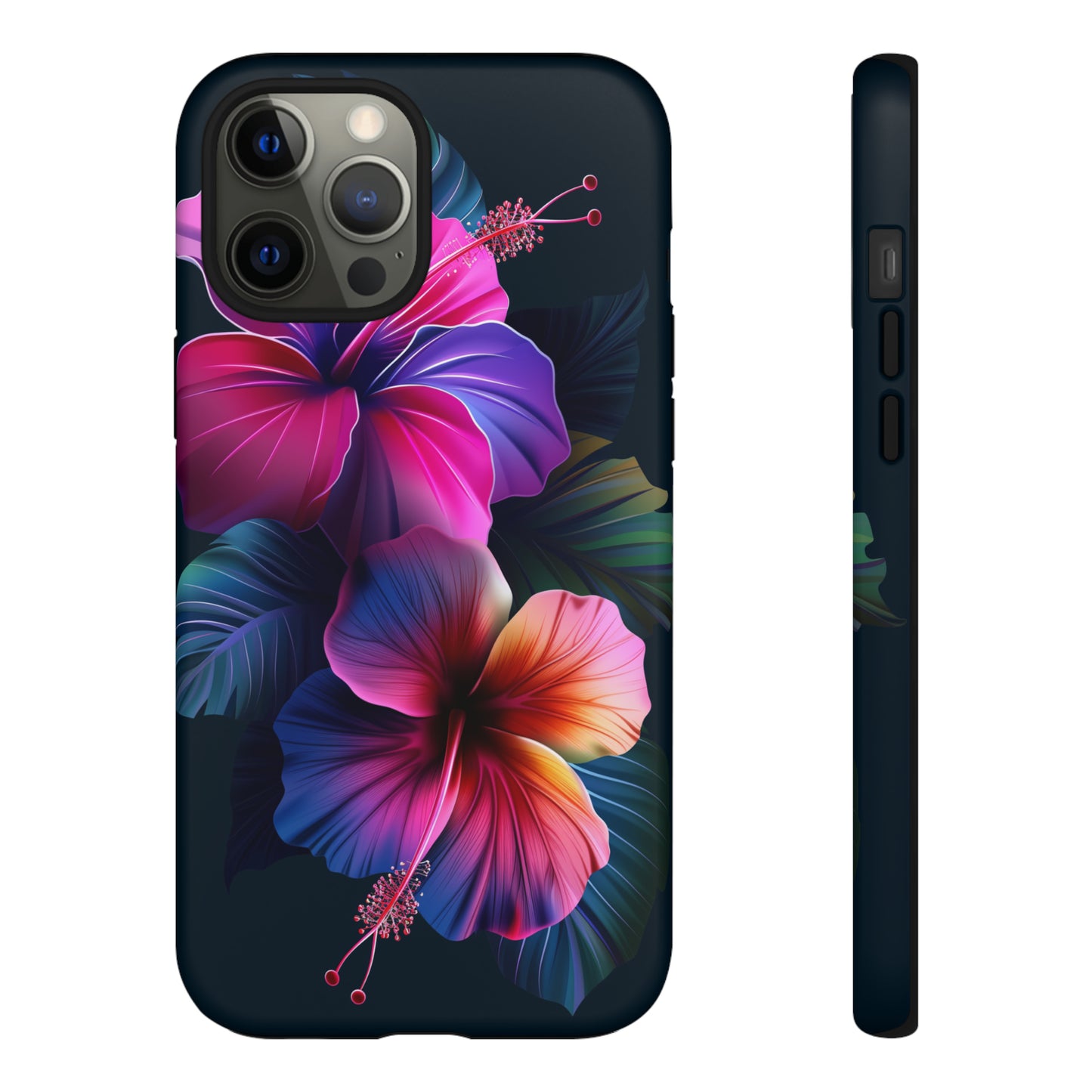 Hibiscus Neon Dark Hawaiian Tropical Phone Case, 808, Island Tropics, Wireless Compatible, Protective Cell Phone Case iPhone, Samsung, Pixel