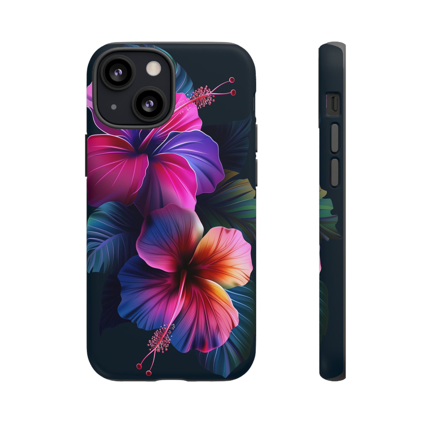 Hibiscus Neon Dark Hawaiian Tropical Phone Case, 808, Island Tropics, Wireless Compatible, Protective Cell Phone Case iPhone, Samsung, Pixel