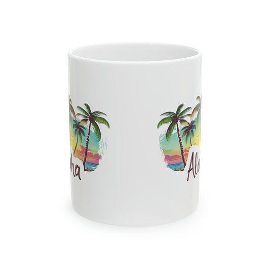 Aloha Sunset Hawaiian Ceramic Mug 11oz, Hawaii Mug, HI Mug, Aloha Mug, 808 Mug, Island Mug, Tropical Mug, Coffee Mug