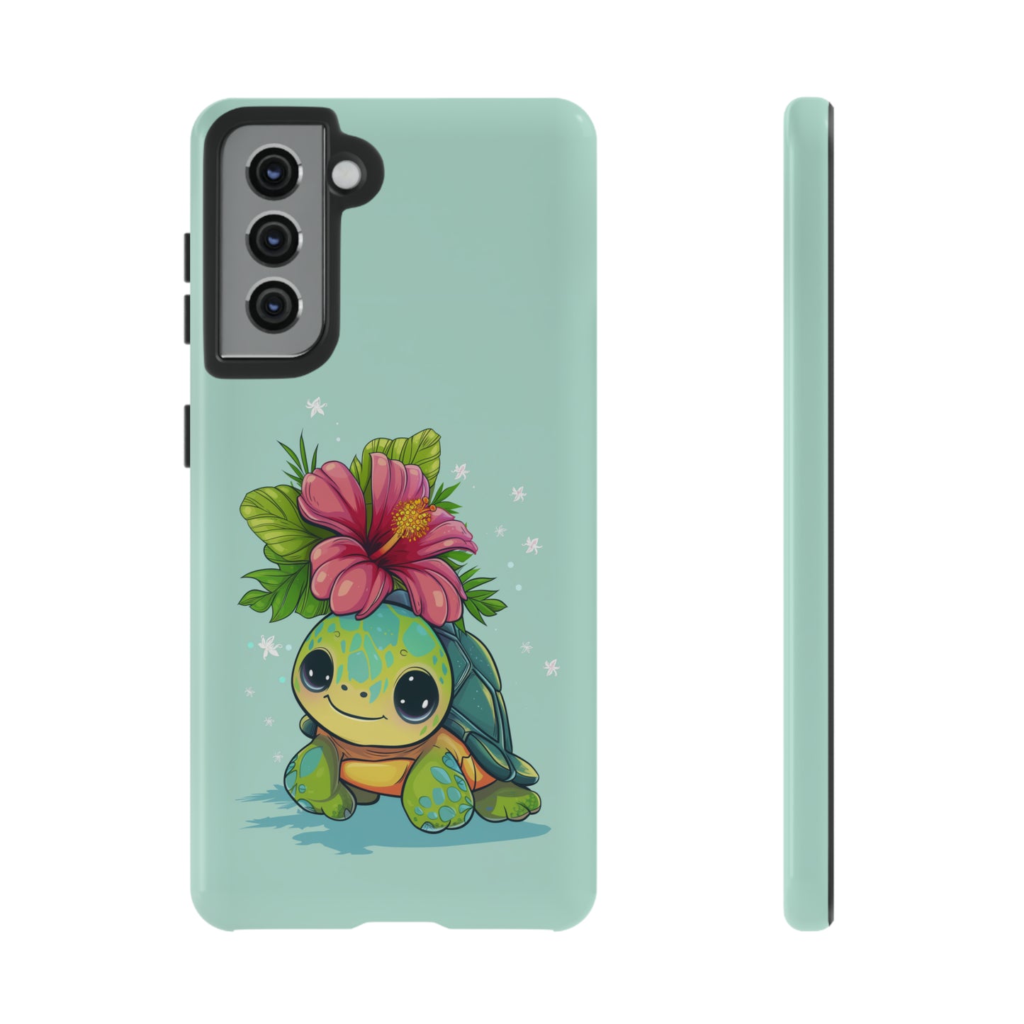 Cute Turtle Hawaiian Phone Case, Tropical, Hibiscus, Wireless Compatible, Protective Cell Phone Case for iPhone, Samsung, Pixel phones