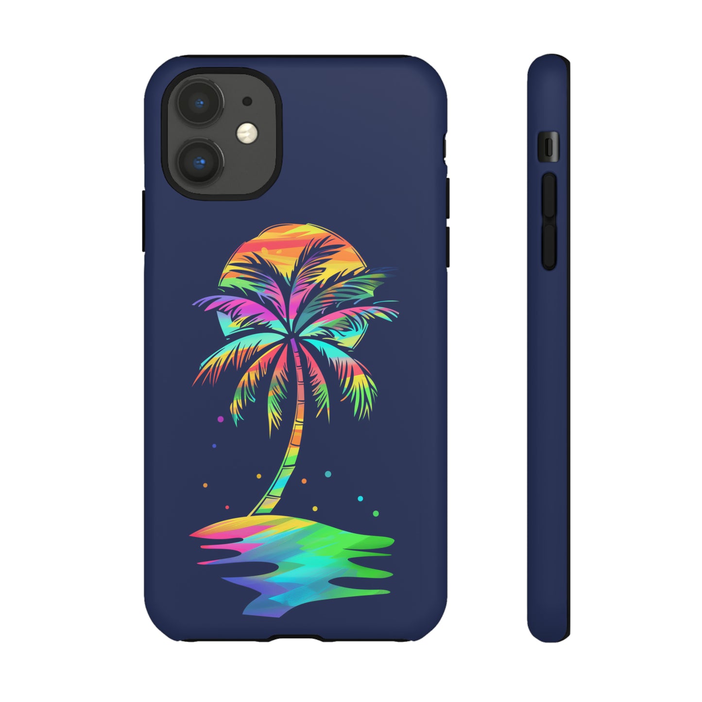 Night Palm Tree Hawaiian Phone Case, Tropical, Hibiscus, Wireless Compatible, Protective Cell Phone Case for iPhone, Samsung, Pixel phones