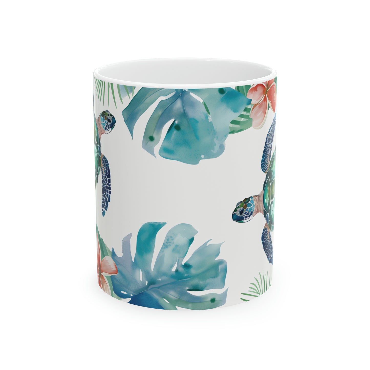 Turtles Honu Blue Swimming Hawaiian Ceramic Mug 11oz, Hawaii Mug, HI Mug, Aloha Mug, 808 Mug, Island Mug, Tropical Mug, Coffee Mug
