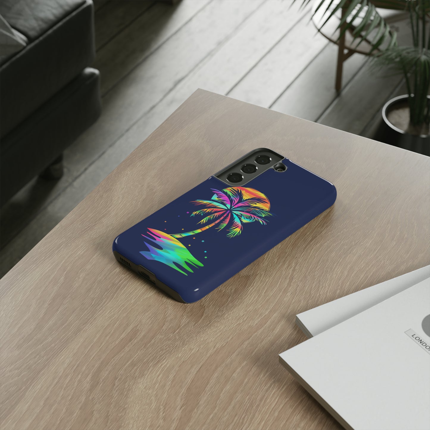 Night Palm Tree Hawaiian Phone Case, Tropical, Hibiscus, Wireless Compatible, Protective Cell Phone Case for iPhone, Samsung, Pixel phones