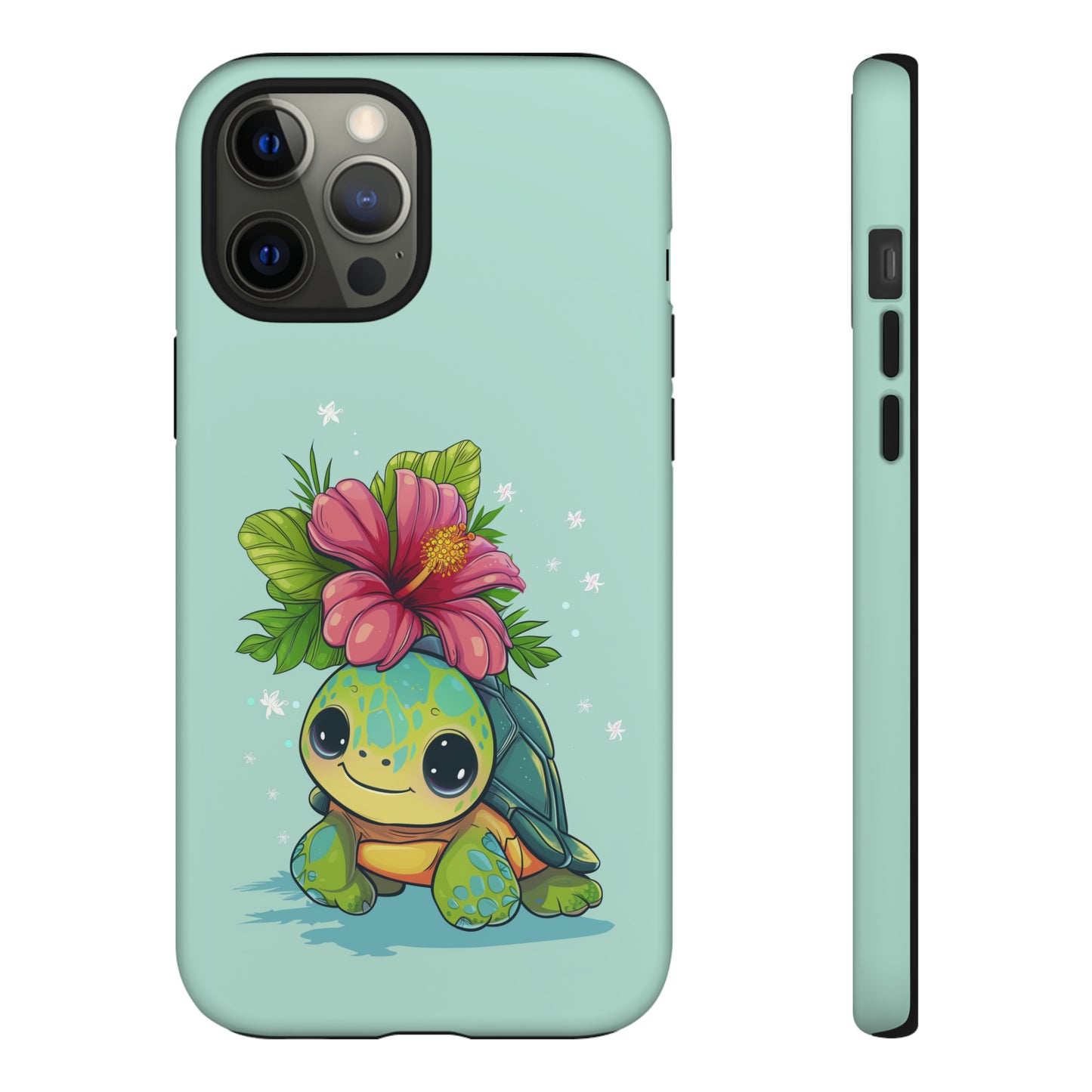 Cute Turtle Hawaiian Phone Case, Tropical, Hibiscus, Wireless Compatible, Protective Cell Phone Case for iPhone, Samsung, Pixel phones