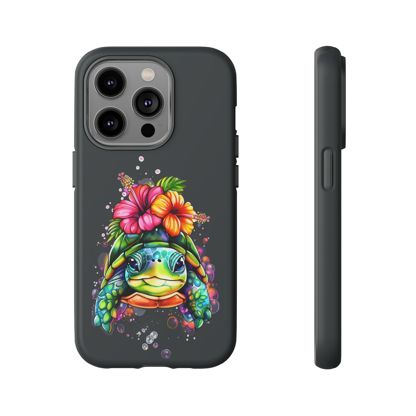 Color Splash Turtle Hawaiian Phone Case, Tropical, Hibiscus, Wireless Compatible, Protective Cell Phone Case for iPhone, Samsung, Pixel