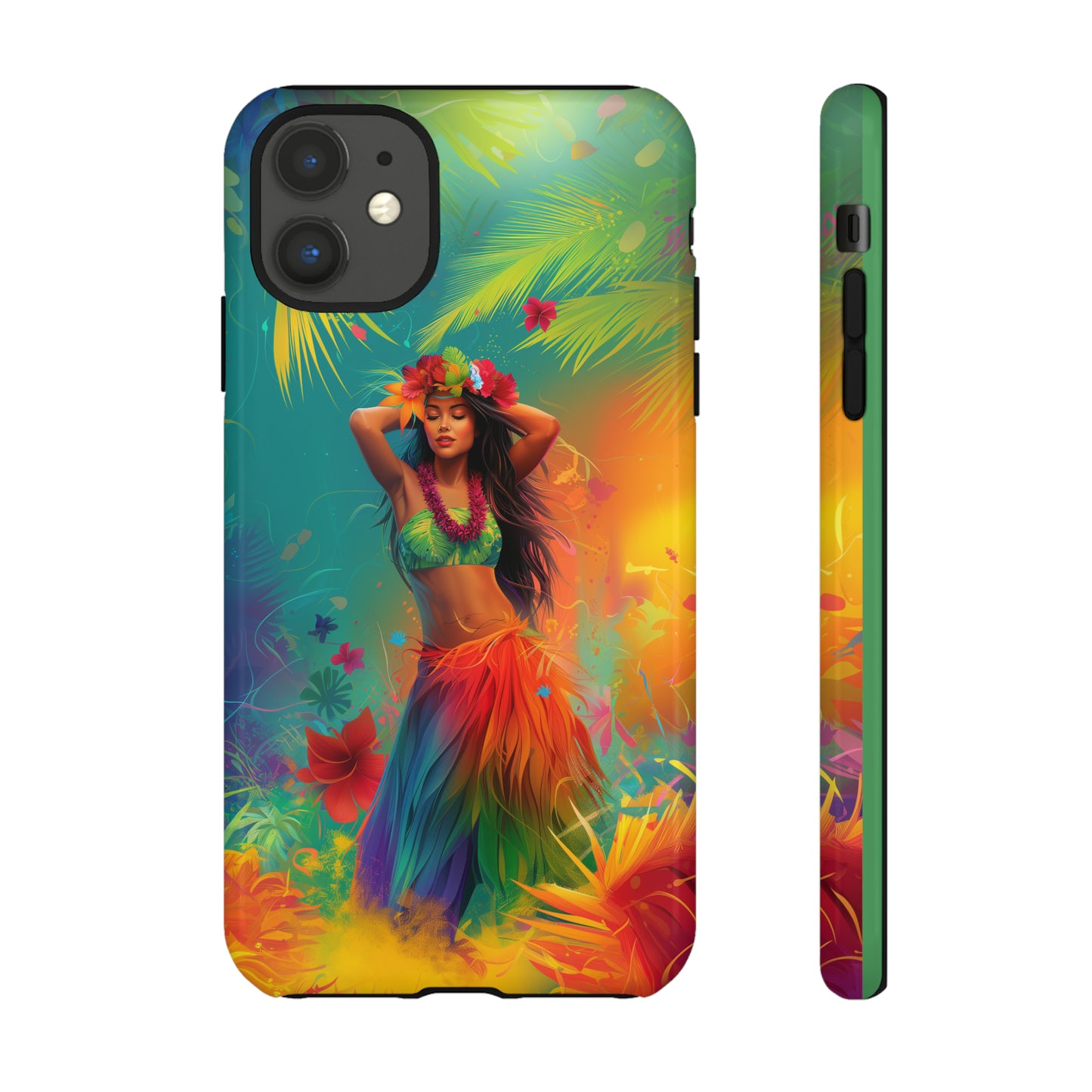Hula Girl Hawaiian Phone Case, Tropical, Hibiscus, Wireless Compatible, Protective Cell Phone Case for iPhone, Samsung, Pixel phones
