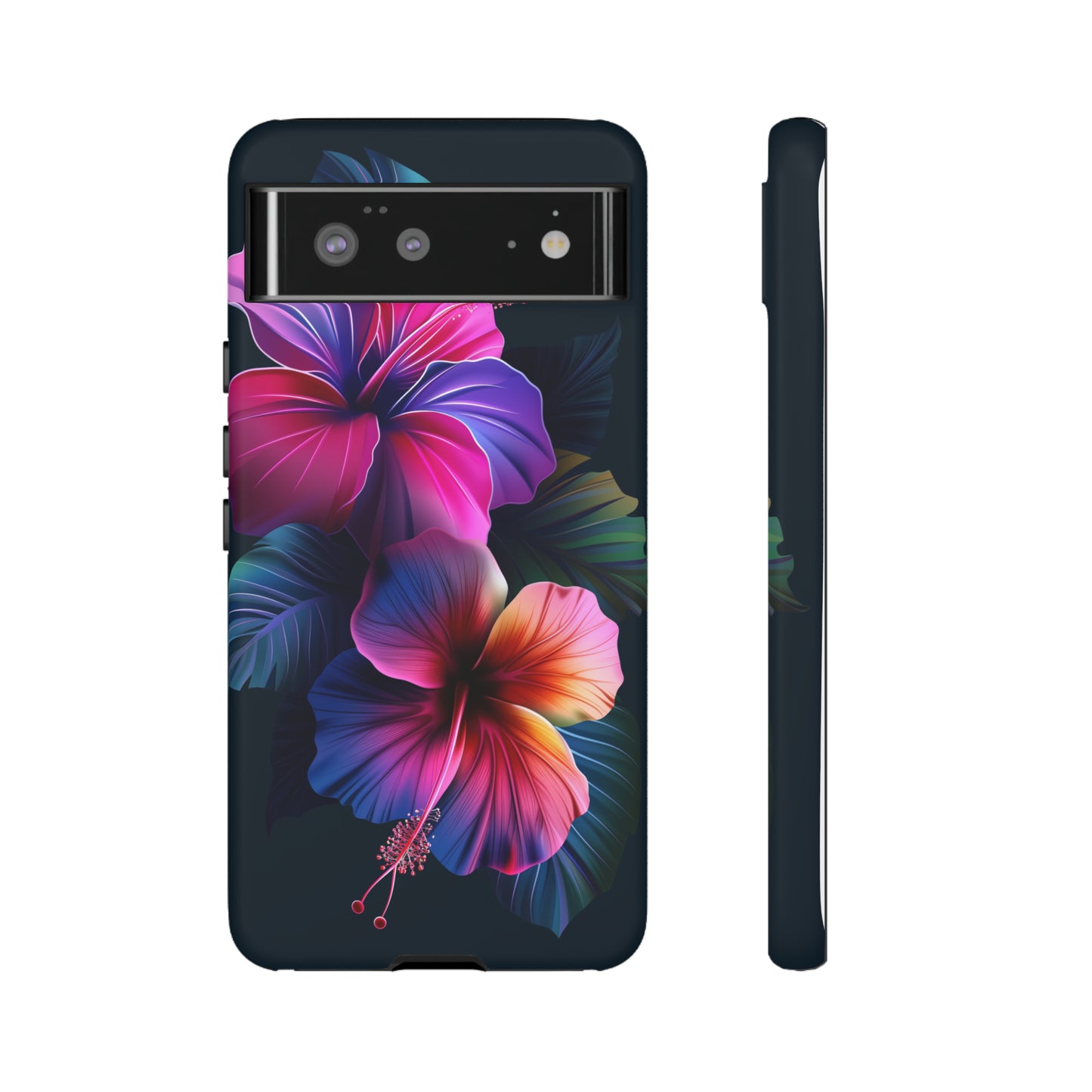 Hibiscus Neon Dark Hawaiian Tropical Phone Case, 808, Island Tropics, Wireless Compatible, Protective Cell Phone Case iPhone, Samsung, Pixel