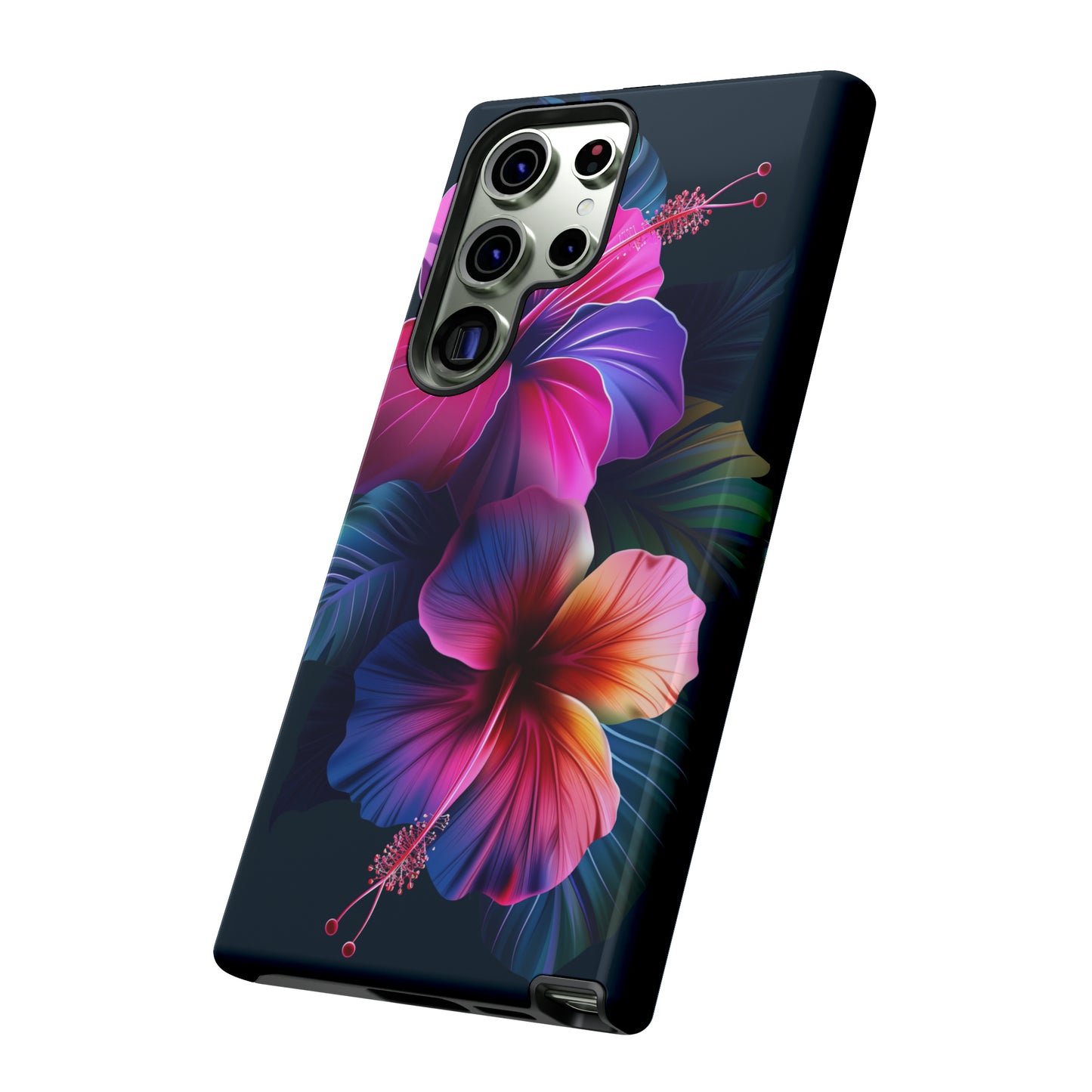 Hibiscus Neon Dark Hawaiian Tropical Phone Case, 808, Island Tropics, Wireless Compatible, Protective Cell Phone Case iPhone, Samsung, Pixel