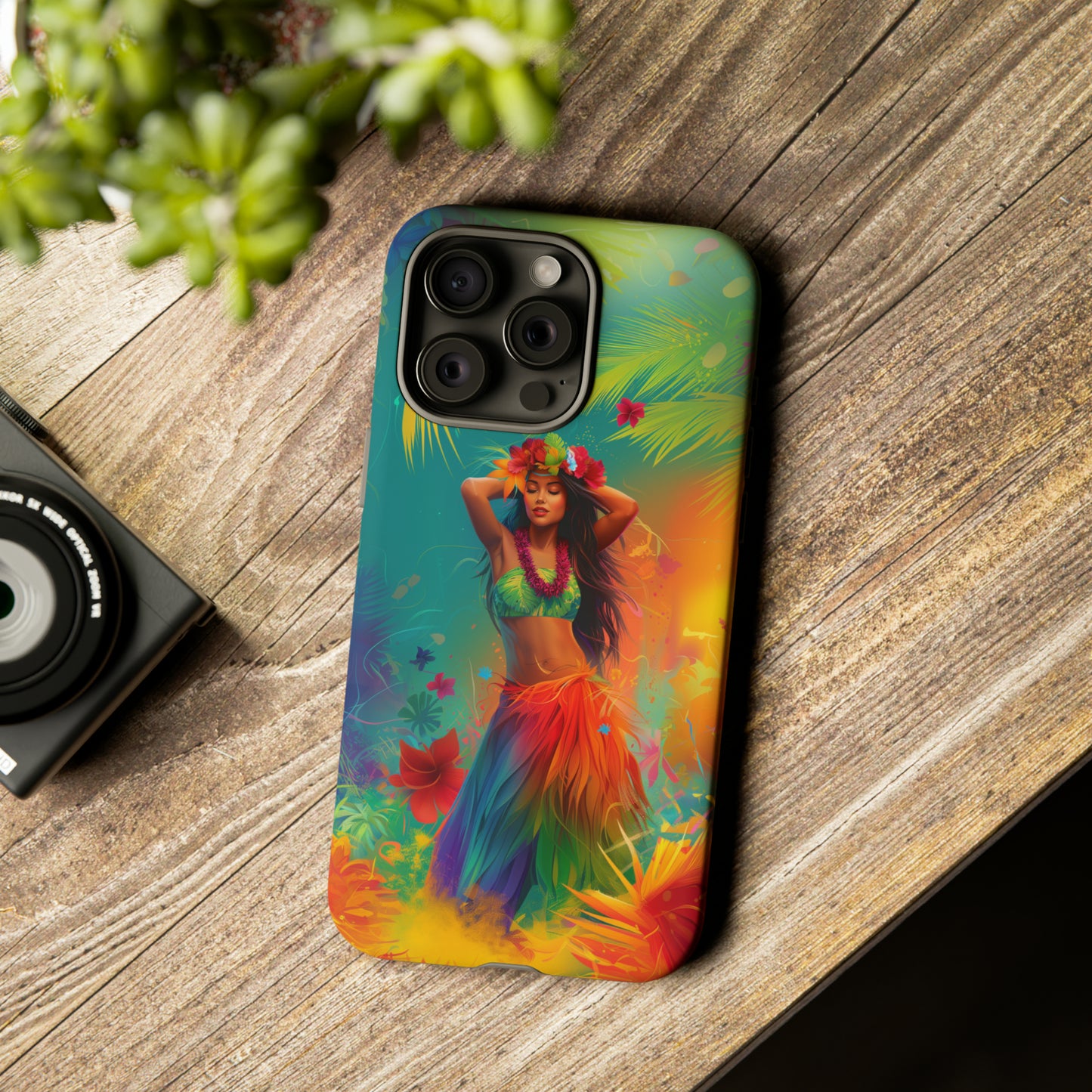 Hula Girl Hawaiian Phone Case, Tropical, Hibiscus, Wireless Compatible, Protective Cell Phone Case for iPhone, Samsung, Pixel phones