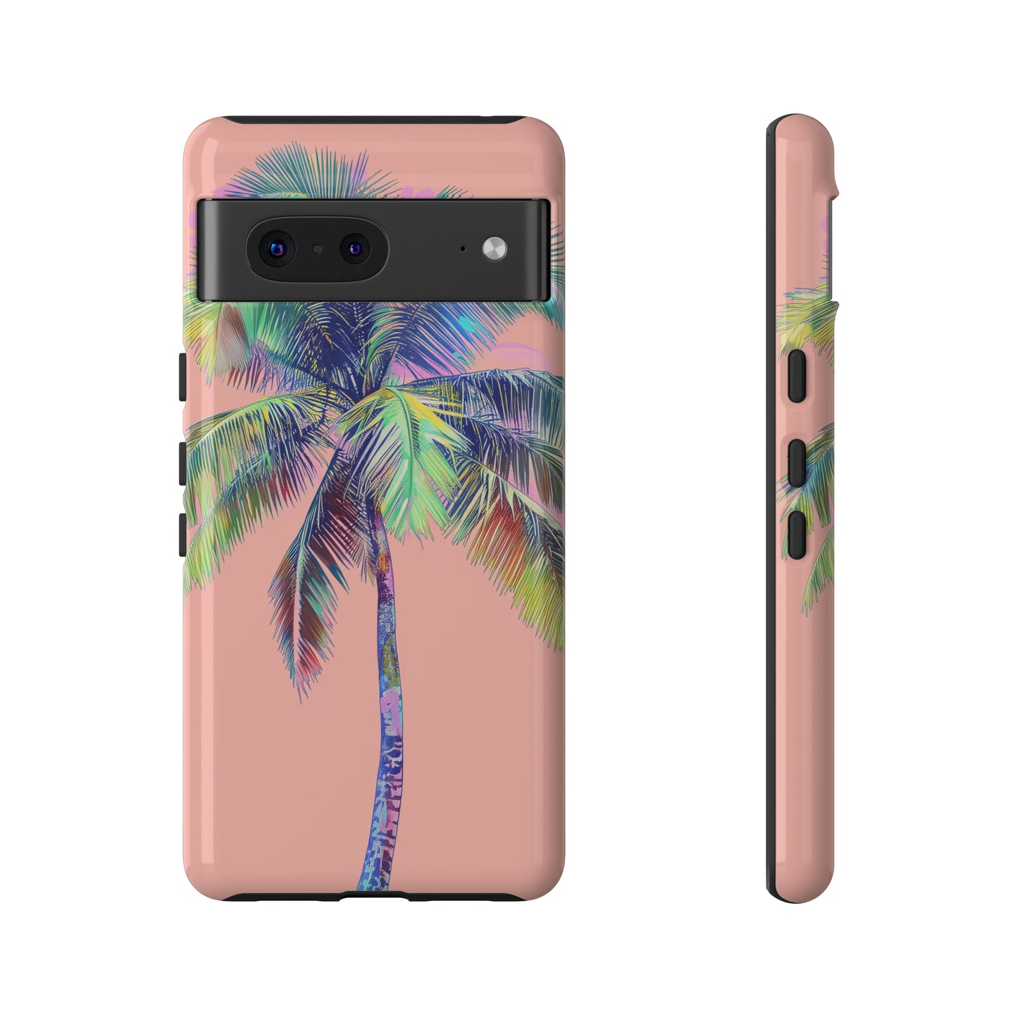Pink Palm Tree Hawaiian Phone Case, Tropical, Hibiscus, Wireless Compatible, Protective Cell Phone Case for iPhone, Samsung, Pixel phones