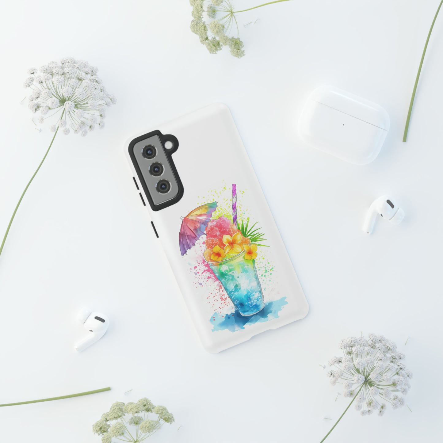 Shave Ice Plumerias Hawaiian Tropical Phone Case, 808, Island Tropics, Wireless Compatible, Protective Cell Case iPhone, Samsung, Pixel