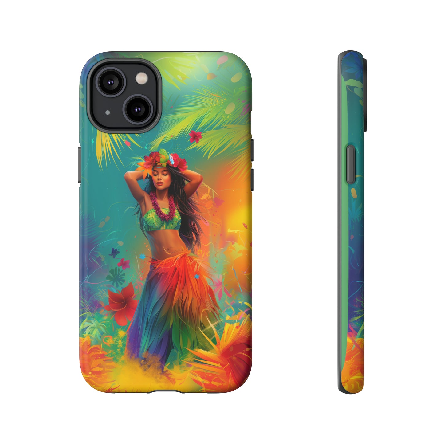 Hula Girl Hawaiian Phone Case, Tropical, Hibiscus, Wireless Compatible, Protective Cell Phone Case for iPhone, Samsung, Pixel phones