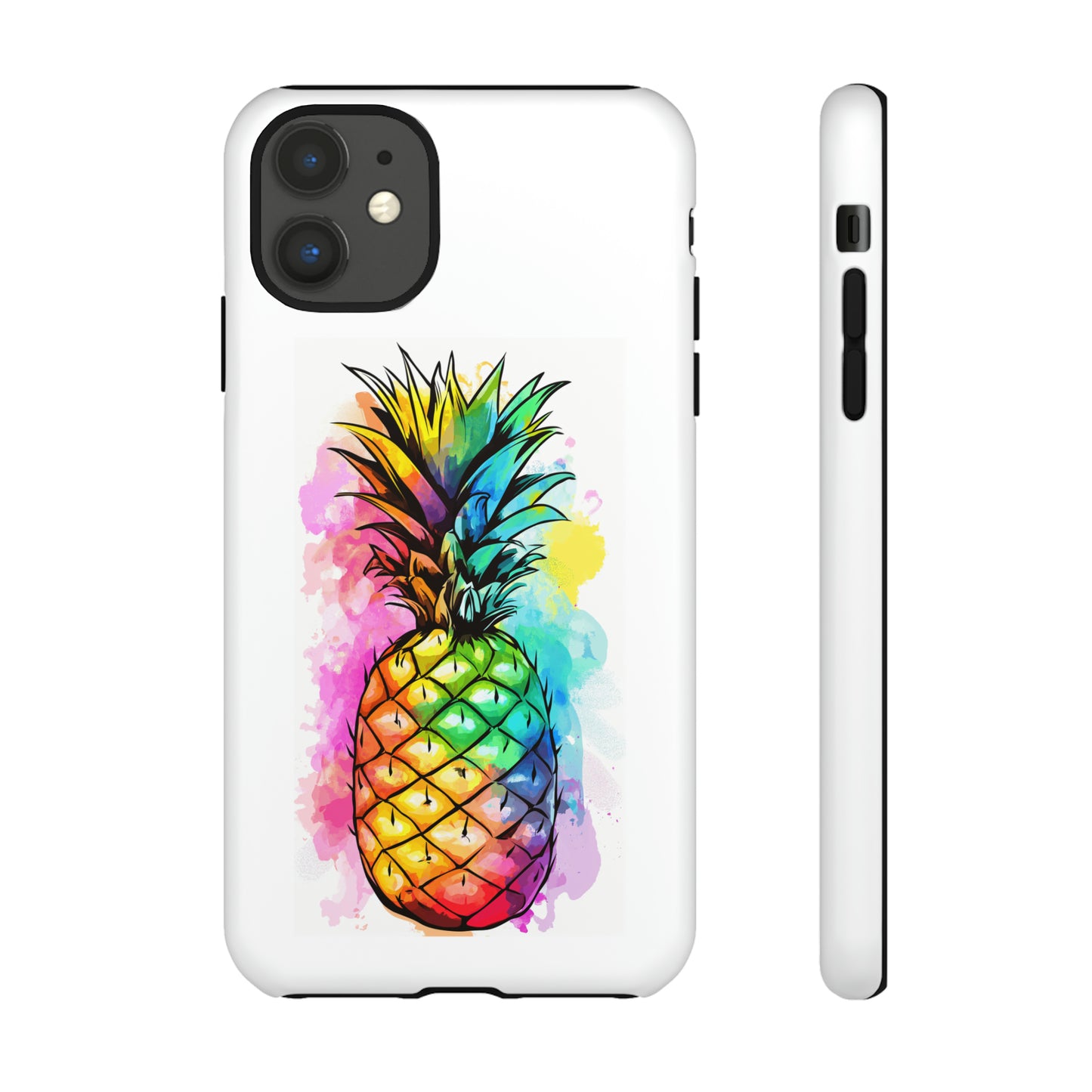 Color Splash Pineapple Hawaiian Phone Case, Tropical, Hibiscus, Wireless Compatible, Protective Cell Phone Case for iPhone, Samsung, Pixel