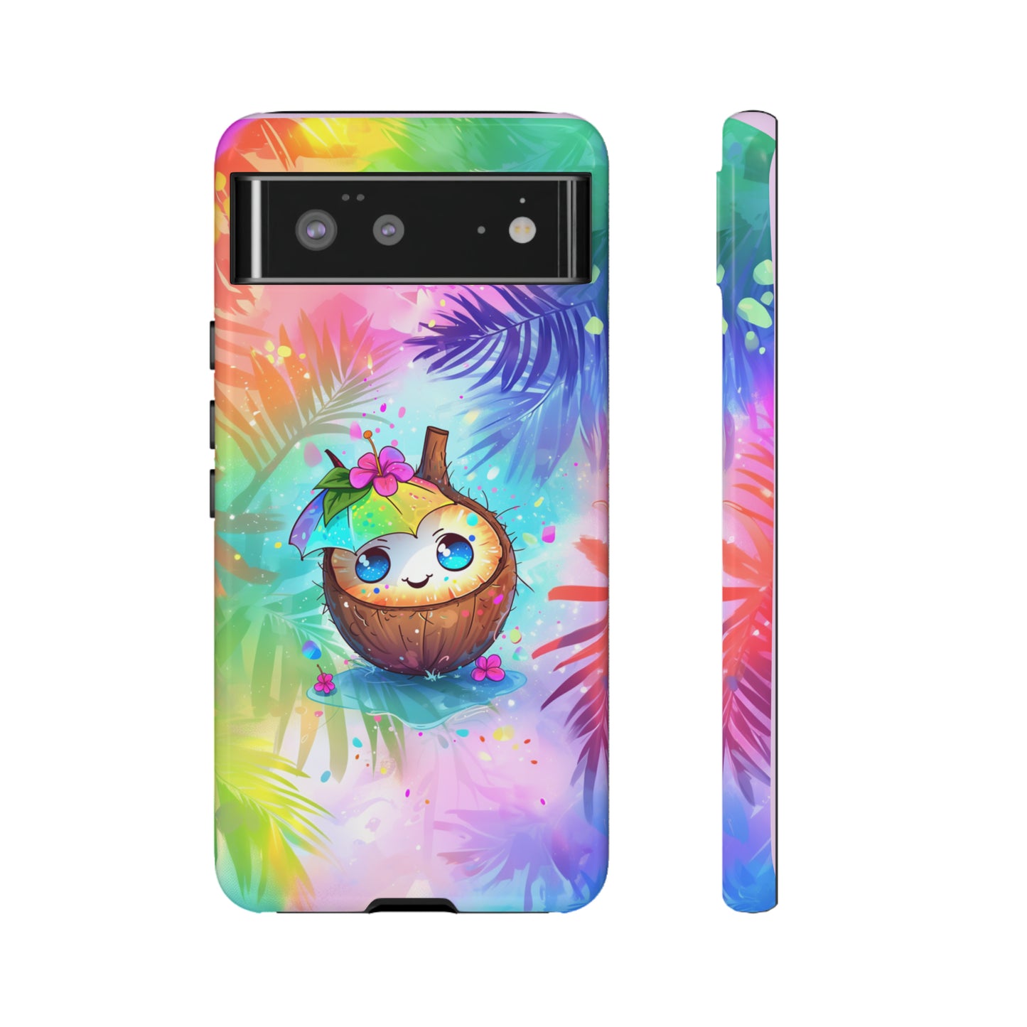 Cute Anime Coconut Hawaiian Tropical Phone Case, 808, Island Tropics, Wireless Compatible, Protective Cell Phone Case iPhone, Samsung, Pixel