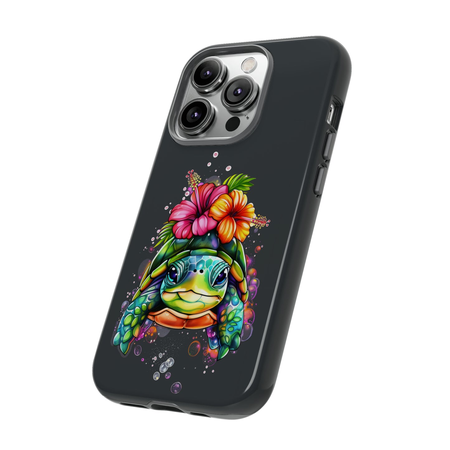 Color Splash Turtle Hawaiian Phone Case, Tropical, Hibiscus, Wireless Compatible, Protective Cell Phone Case for iPhone, Samsung, Pixel