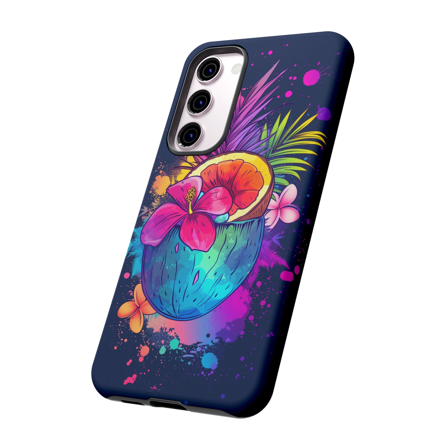 Coconut Dark Colorful Hawaiian Tropical Phone Case, Island Tropics, Wireless Compatible, Protective Cell Phone Case iPhone, Samsung, Pixel