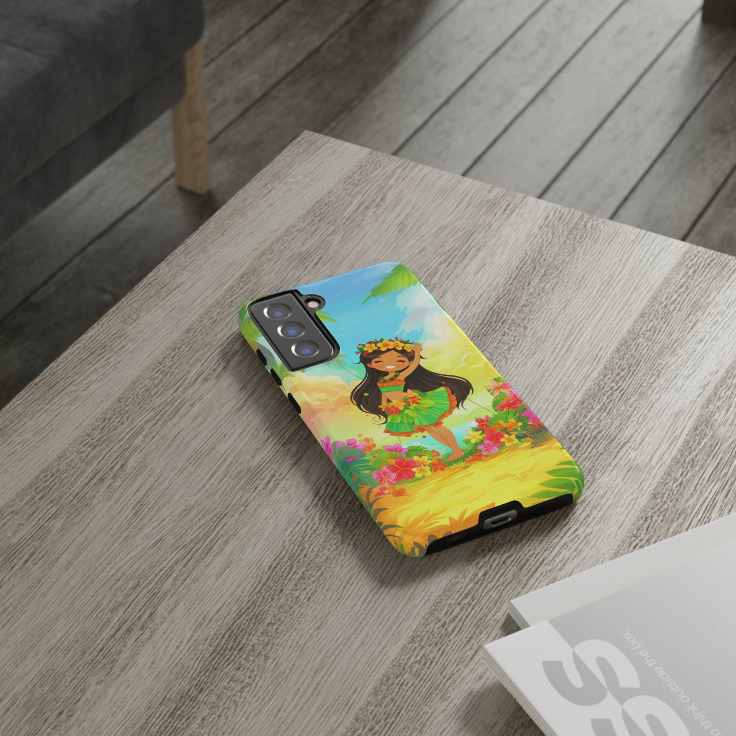 Cute Hula Girl Hawaiian Phone Case, Tropical, Hibiscus, Wireless Compatible, Protective Cell Phone Case for iPhone, Samsung, Pixel phones