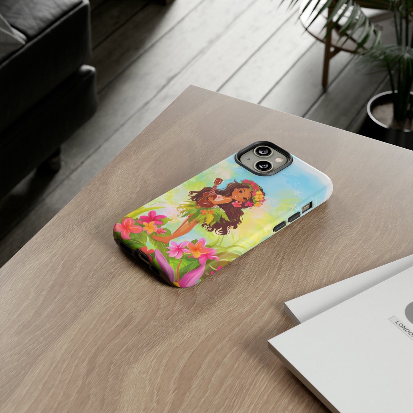 Cute Hula Girl Hawaiian Phone Case, Tropical, Hibiscus, Wireless Compatible, Protective Cell Phone Case for iPhone, Samsung, Pixel phones