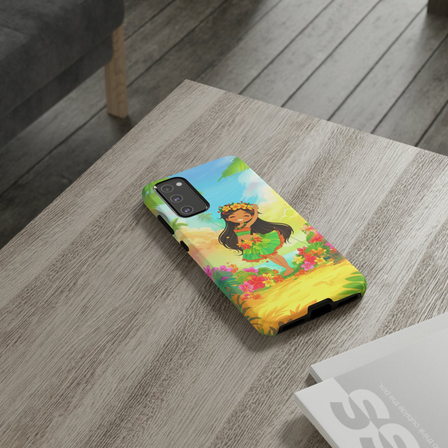 Cute Hula Girl Hawaiian Phone Case, Tropical, Hibiscus, Wireless Compatible, Protective Cell Phone Case for iPhone, Samsung, Pixel phones