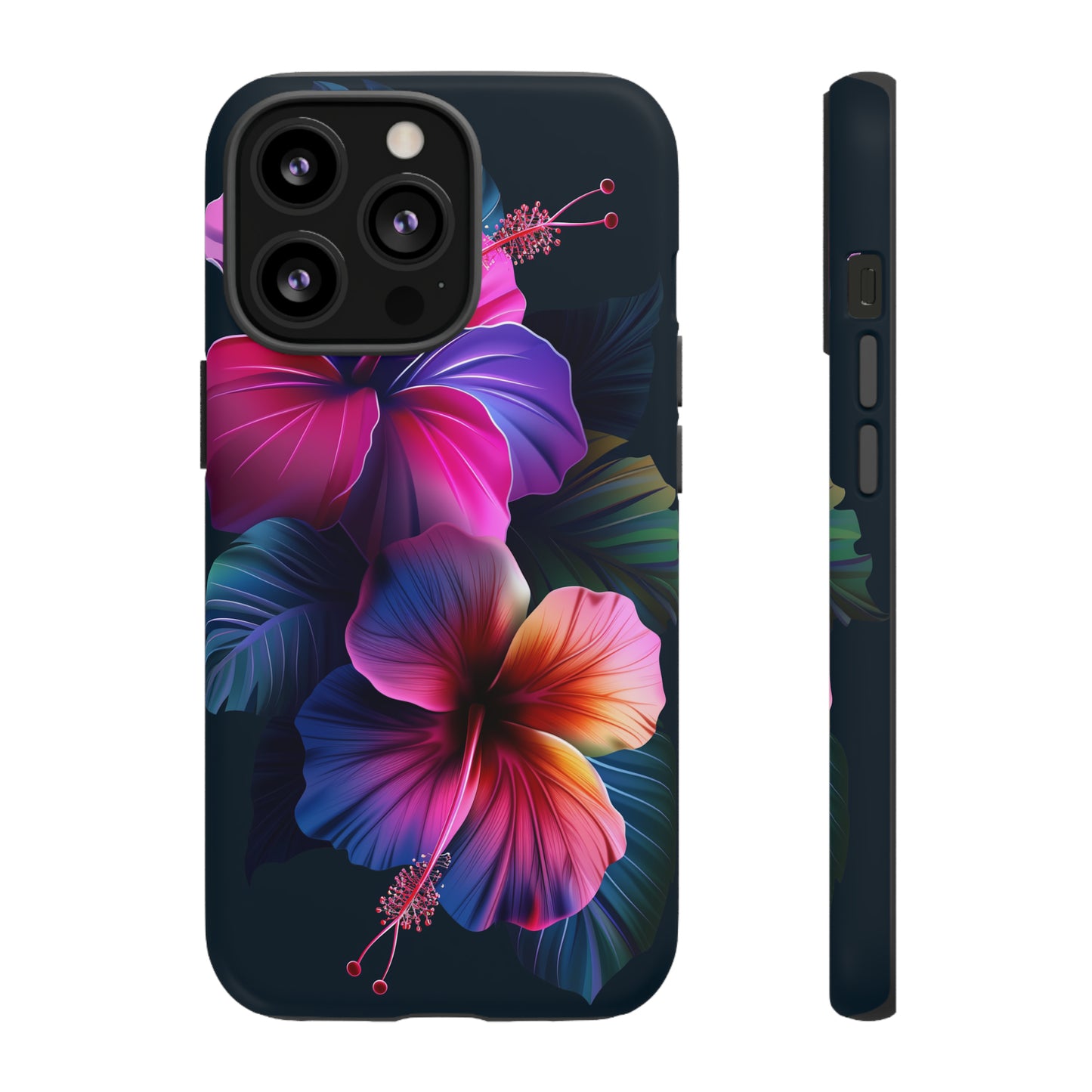 Hibiscus Neon Dark Hawaiian Tropical Phone Case, 808, Island Tropics, Wireless Compatible, Protective Cell Phone Case iPhone, Samsung, Pixel