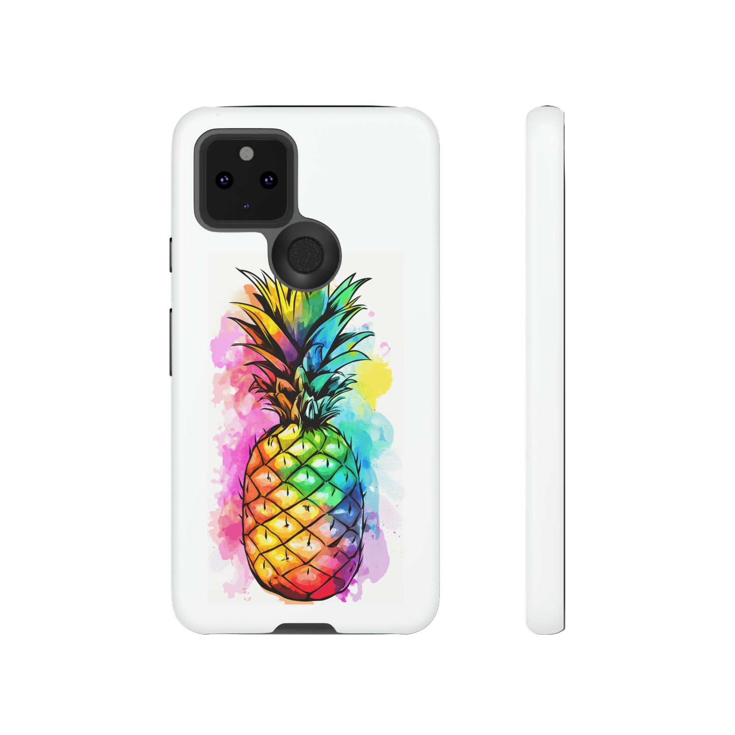 Color Splash Pineapple Hawaiian Phone Case, Tropical, Hibiscus, Wireless Compatible, Protective Cell Phone Case for iPhone, Samsung, Pixel