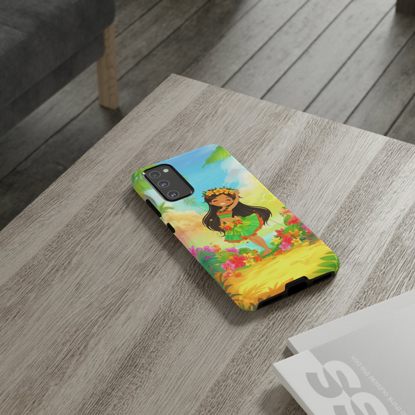 Cute Hula Girl Hawaiian Phone Case, Tropical, Hibiscus, Wireless Compatible, Protective Cell Phone Case for iPhone, Samsung, Pixel phones