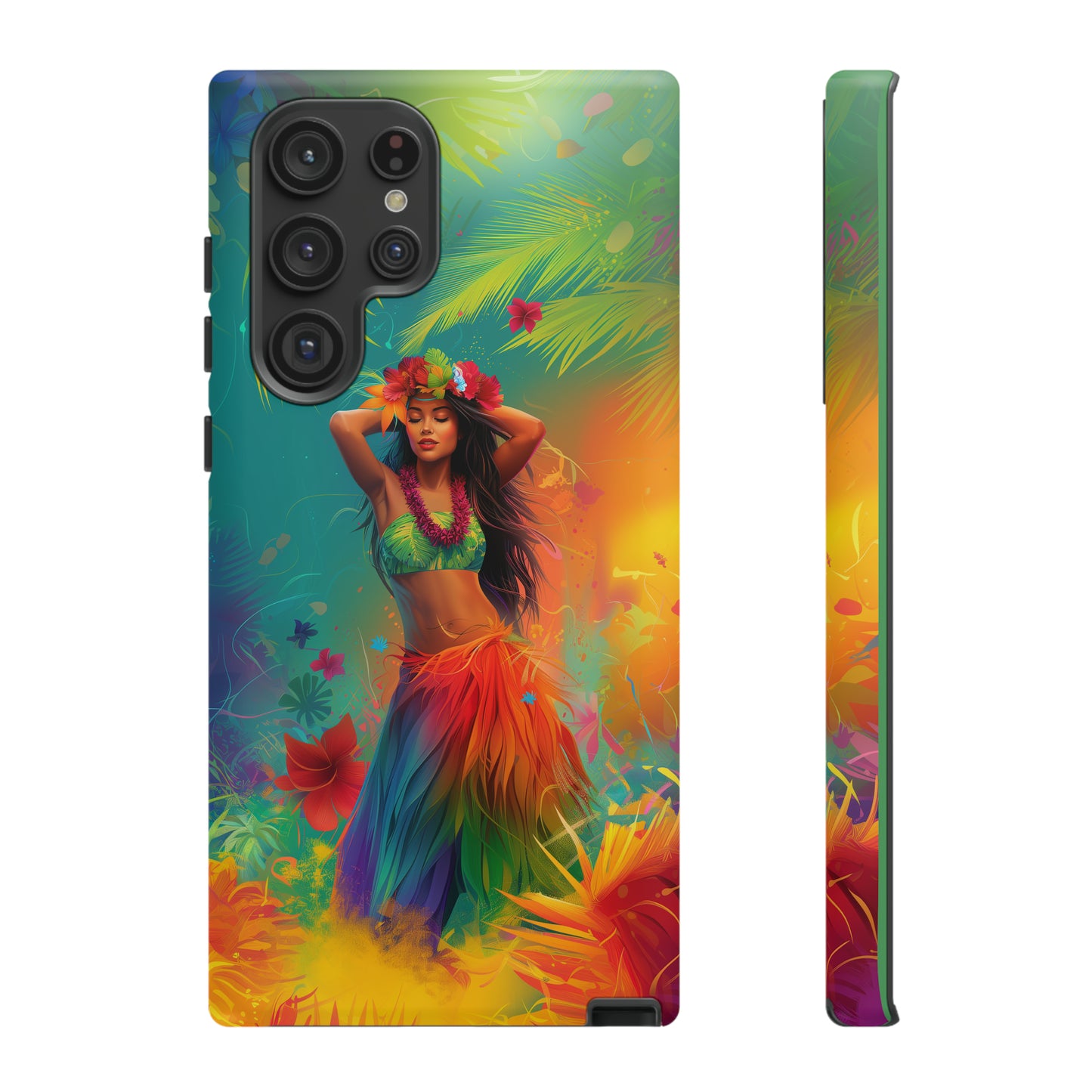 Hula Girl Hawaiian Phone Case, Tropical, Hibiscus, Wireless Compatible, Protective Cell Phone Case for iPhone, Samsung, Pixel phones