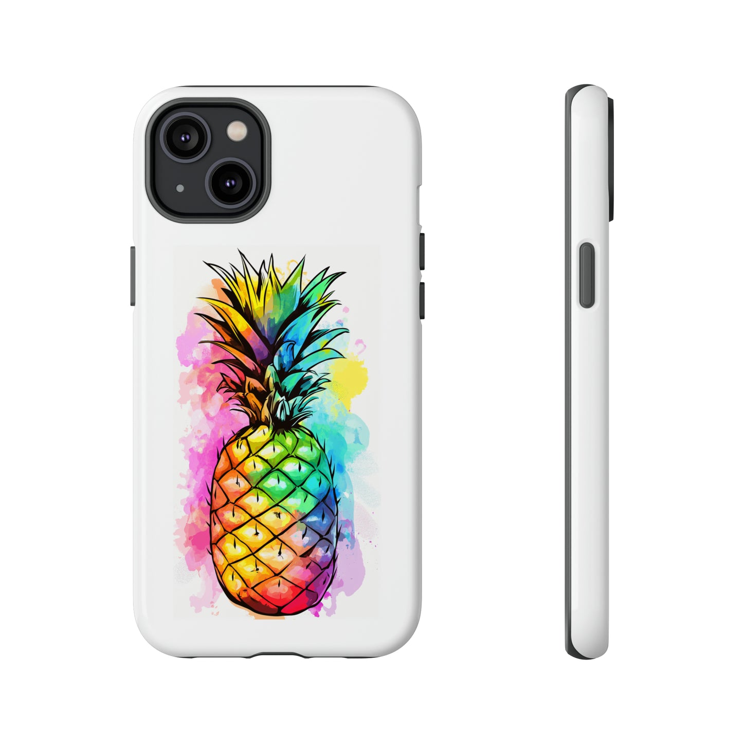 Color Splash Pineapple Hawaiian Phone Case, Tropical, Hibiscus, Wireless Compatible, Protective Cell Phone Case for iPhone, Samsung, Pixel