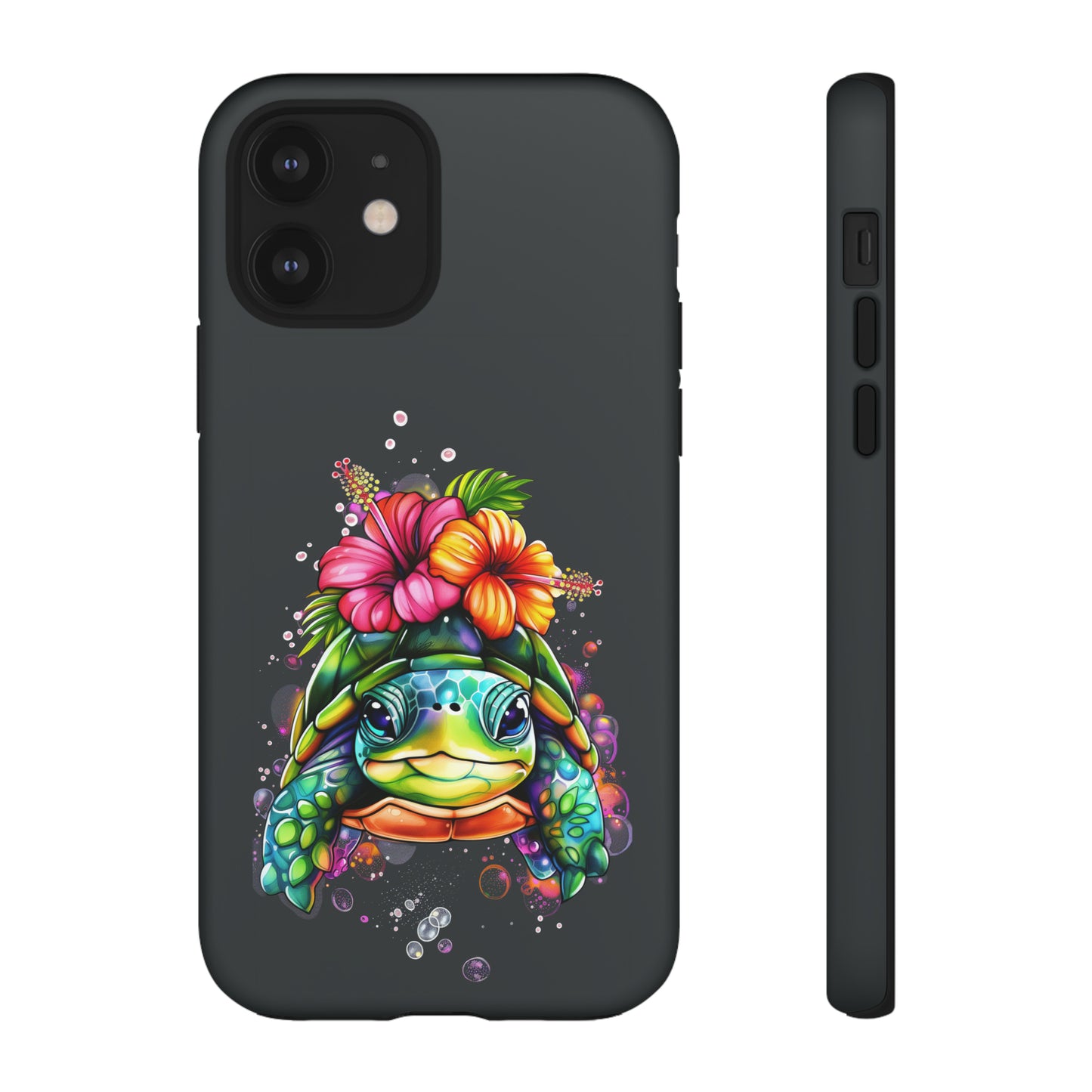 Color Splash Turtle Hawaiian Phone Case, Tropical, Hibiscus, Wireless Compatible, Protective Cell Phone Case for iPhone, Samsung, Pixel