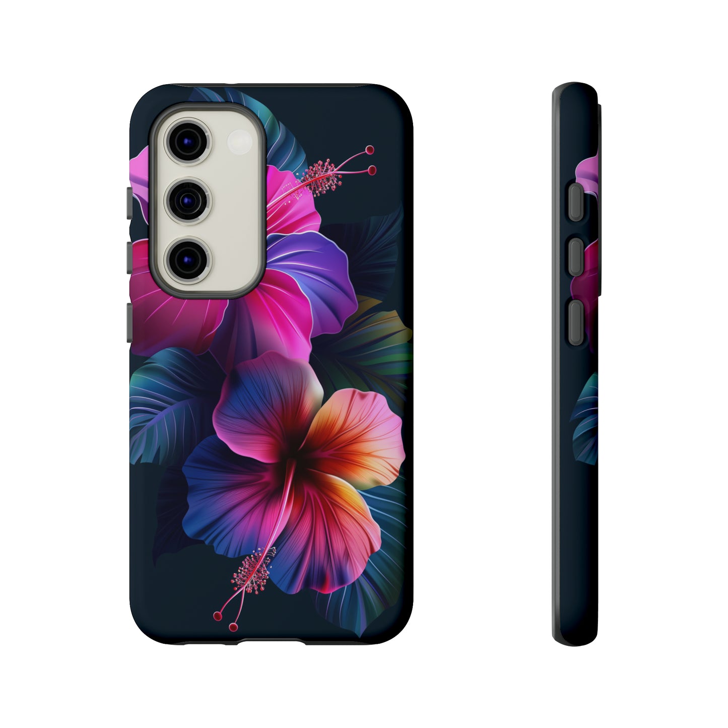 Hibiscus Neon Dark Hawaiian Tropical Phone Case, 808, Island Tropics, Wireless Compatible, Protective Cell Phone Case iPhone, Samsung, Pixel